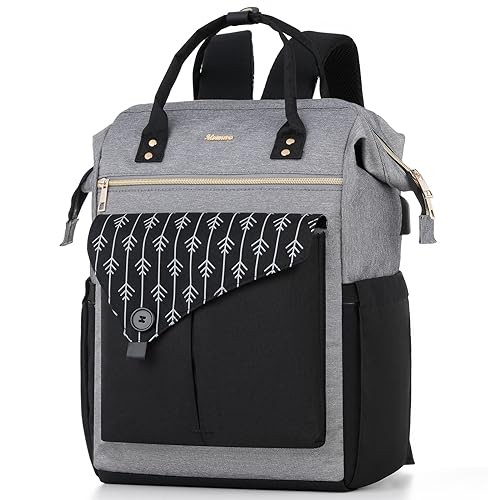 Laptop Backpack for Women Laptop Bag with USB Port, 17.3 Inch Grey Black