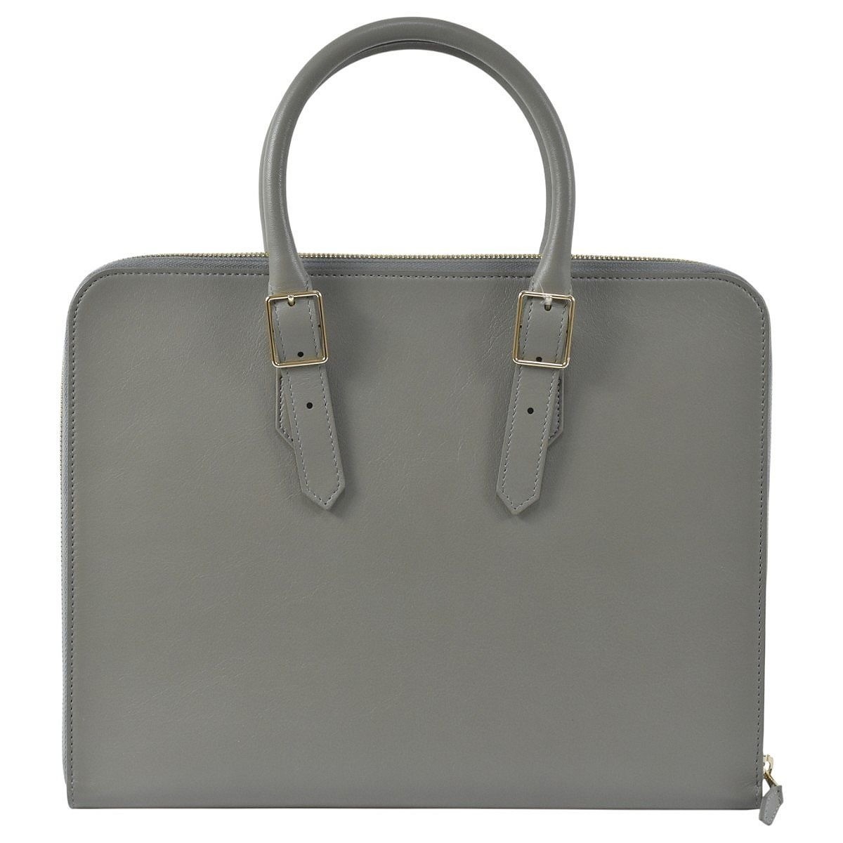 GIORGIO ARMANI Briefcase Slim Gray Leather Business Bag Unused 10×13×1.2in