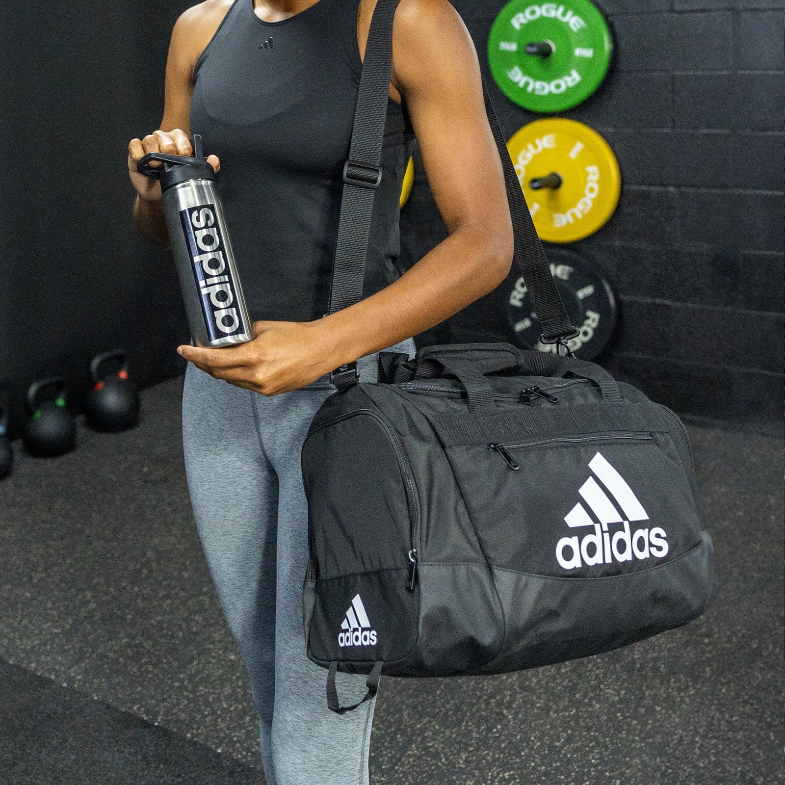 adidas Defender 4 Small Duffel Bag, Jersey Onix Grey/Rose Gold/Onix Grey