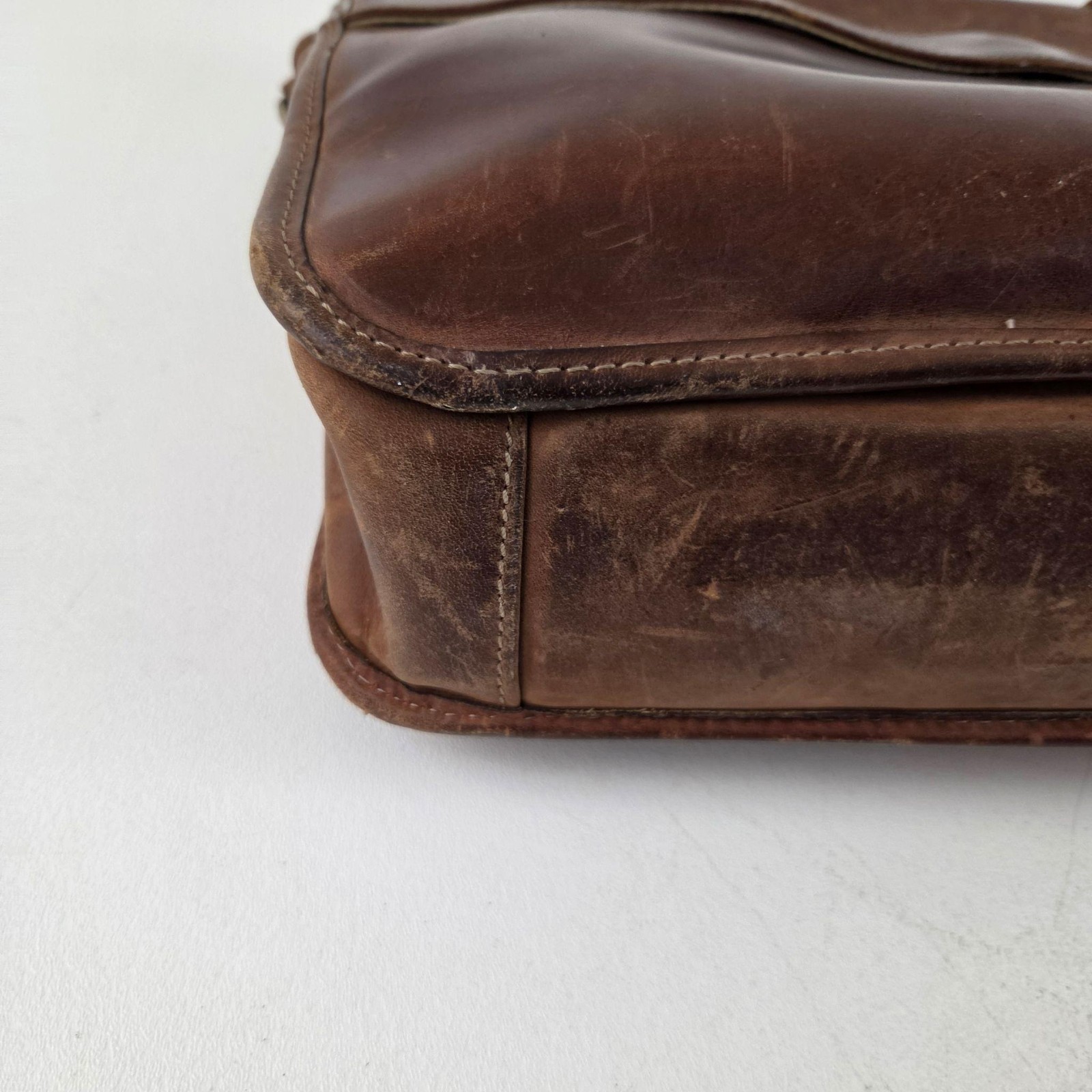 Schlesinger Leather Briefcase Bag Mens Large Brown Full Grain Organizer Business