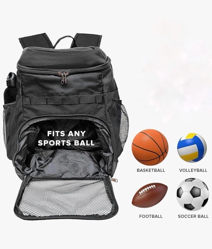 25L Basketball Backpack with Ball Compartment For Sports Equipment, Gym, Travel