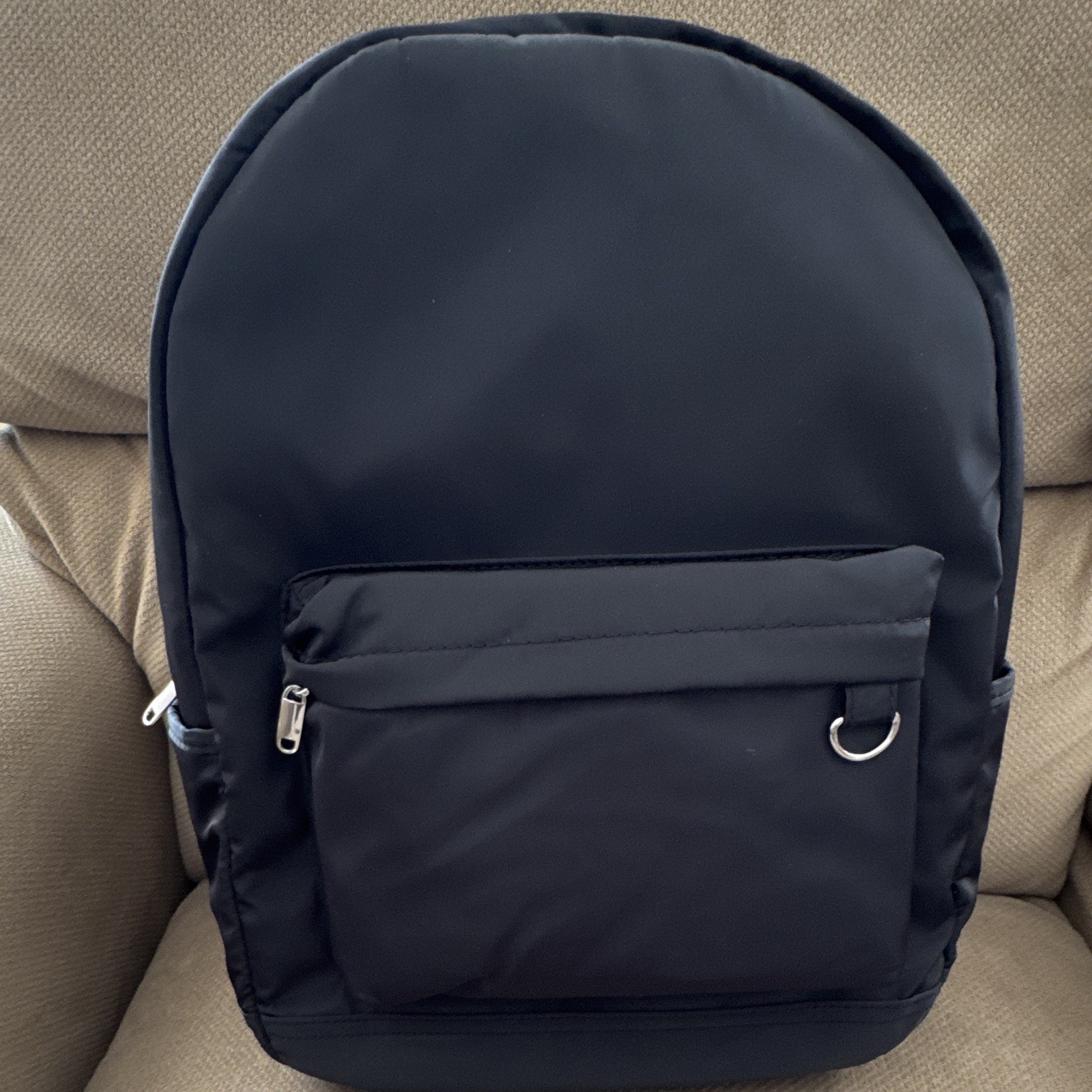 Wild Fable Black Solid Backpack with Front Zip Pocket, Zip Closure