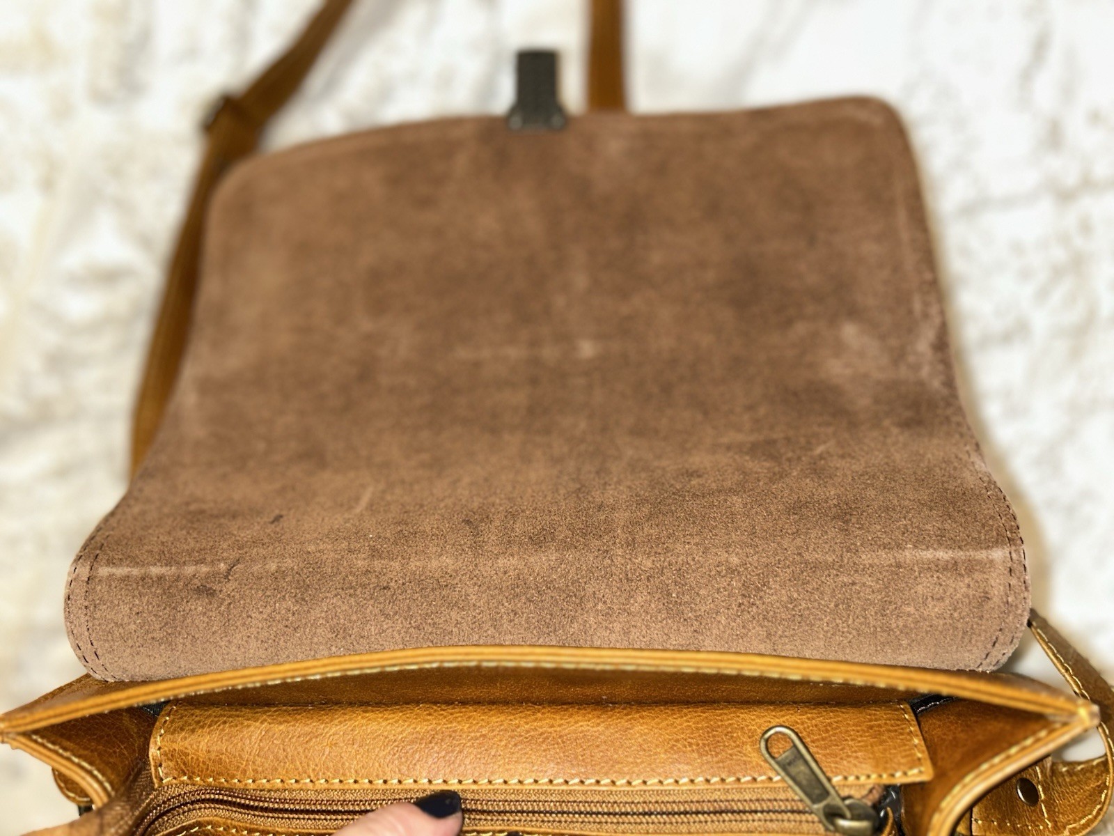Vtg. 70’s Leather Camel Brown Bag Purse Shoulder/crossbody Made In USA