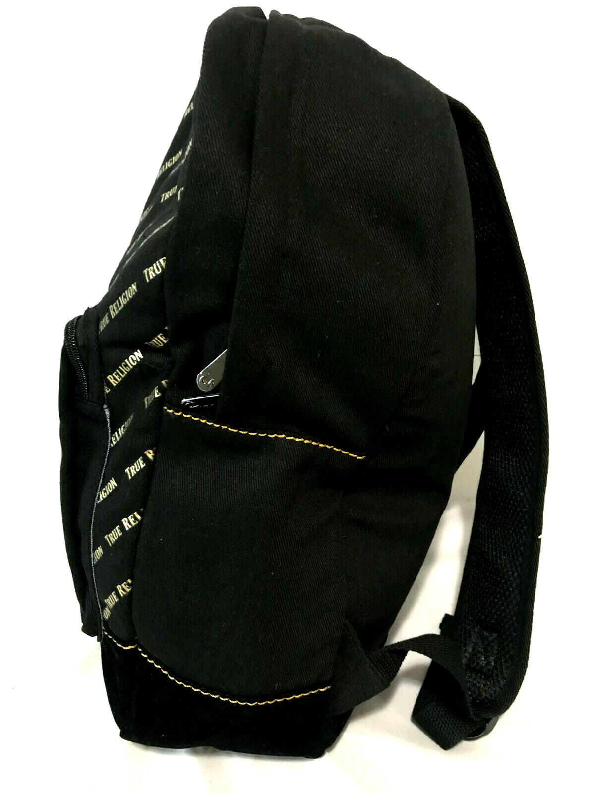 True Religion Black With Gold Logo Backpack NWT