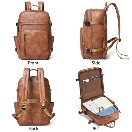 Travel Backpack for Women, Fits 17.0″ Notebook, Stylish Lay-Flat 2-1 Brown