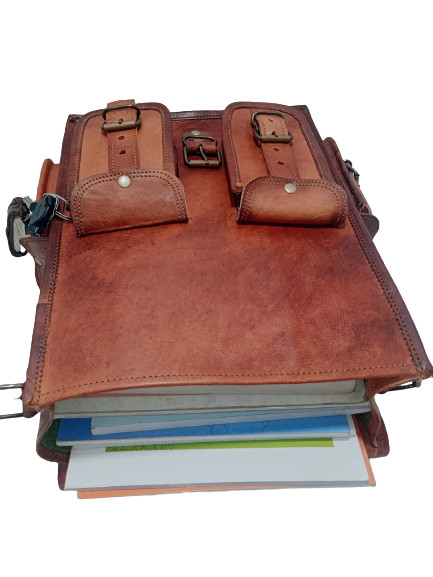 13” Brown Vintage Leather Backpack Laptop Messenger Bag Rucksack Sling for Men