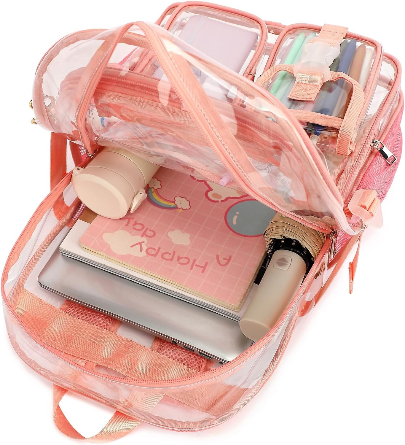 Clear Backpack Heavy Duty Transparent Backpacks Stadium Approved Pink