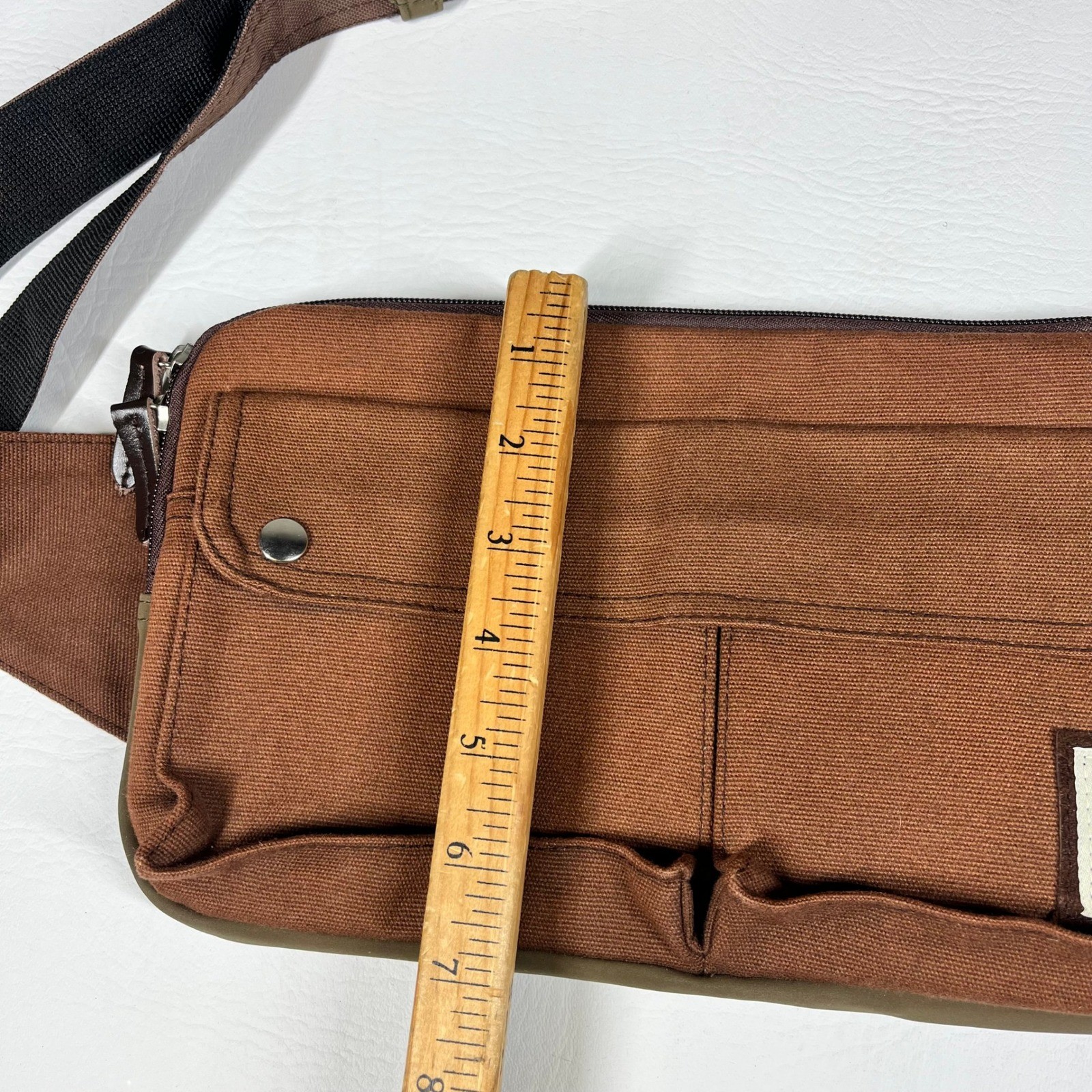 Sabor Active Generation Brown Canvas Crossbody Waist Bag Designed in Japan NWT