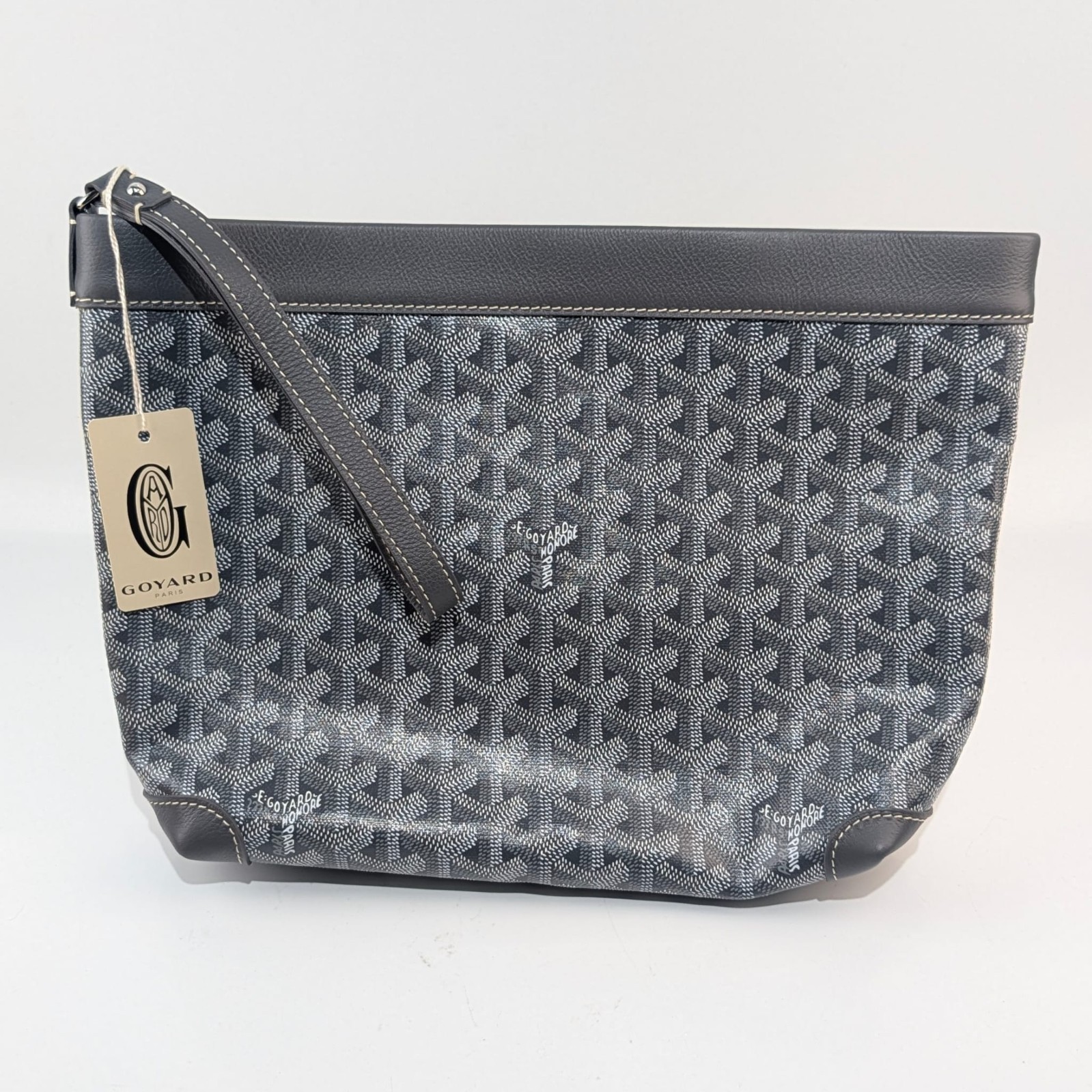 Goyard Goyardine Canvas Grey Conti Pouch Palladium Hardware
