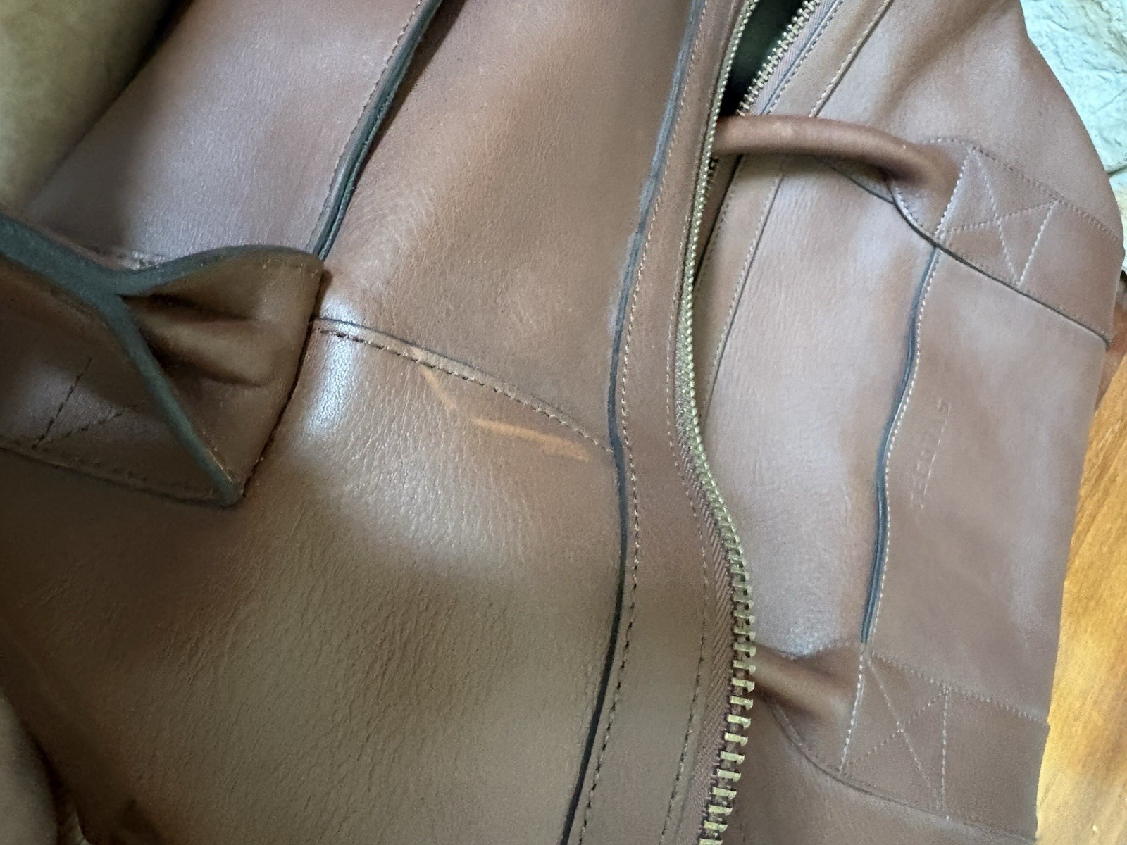 Tecovas Brown Leather Duffle Bag Weekender Shoulder Strap Luggage Tag NWOT