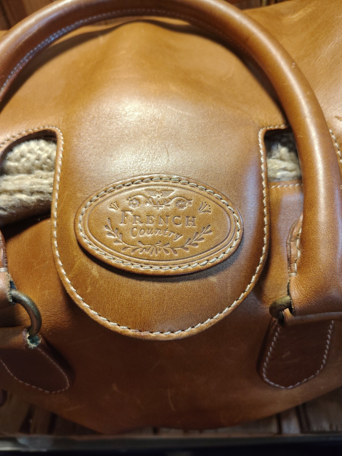 Vtg Express French Country Full Grain Leather Duffle Tack Bag Distressed Look