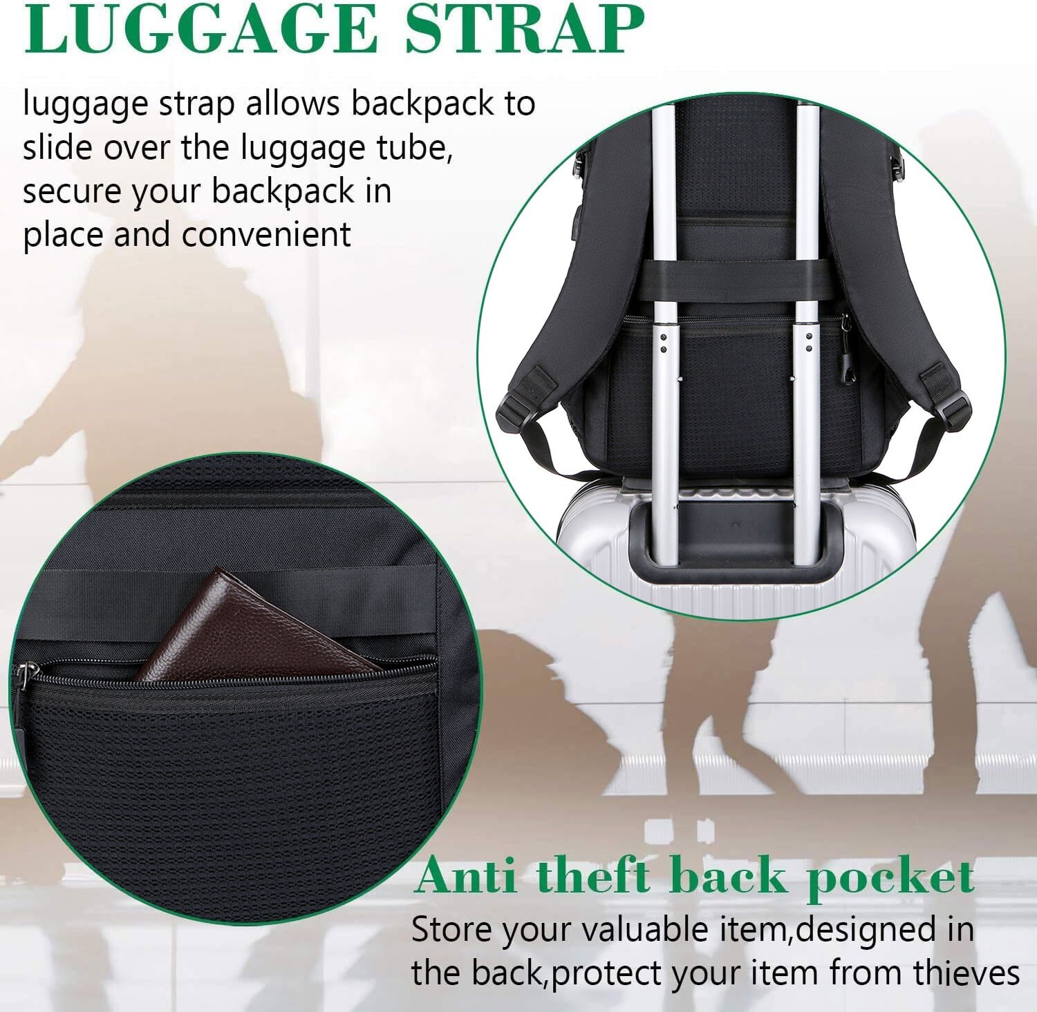 Travel Large Durable Backpack Rucksack Laptop School Book Zipper Bag Men Women