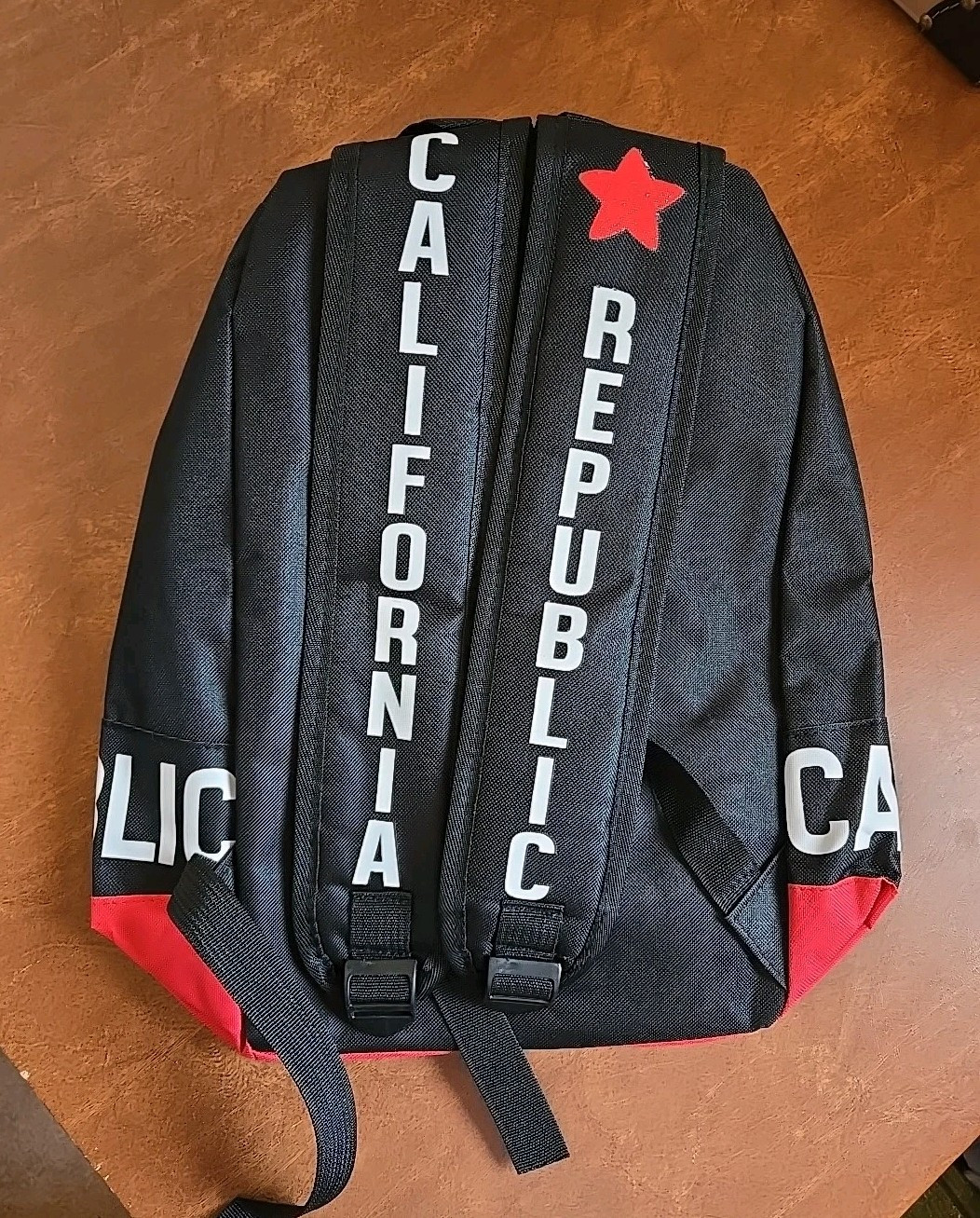California Republic Back Pack Book Bag Black Red White NEW