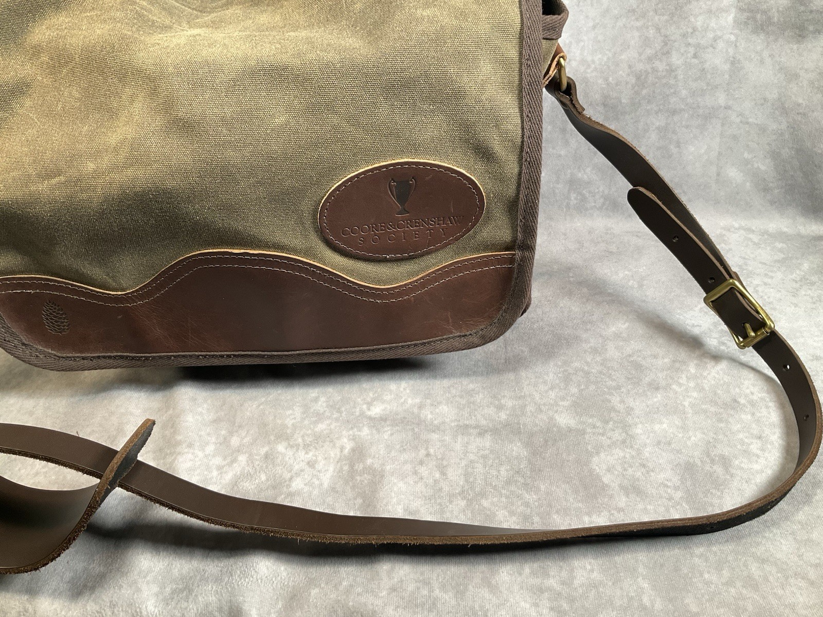 Coore & Crenshaw Society Canvas Leather Messenger Satchel Bag Ben Crenshaw