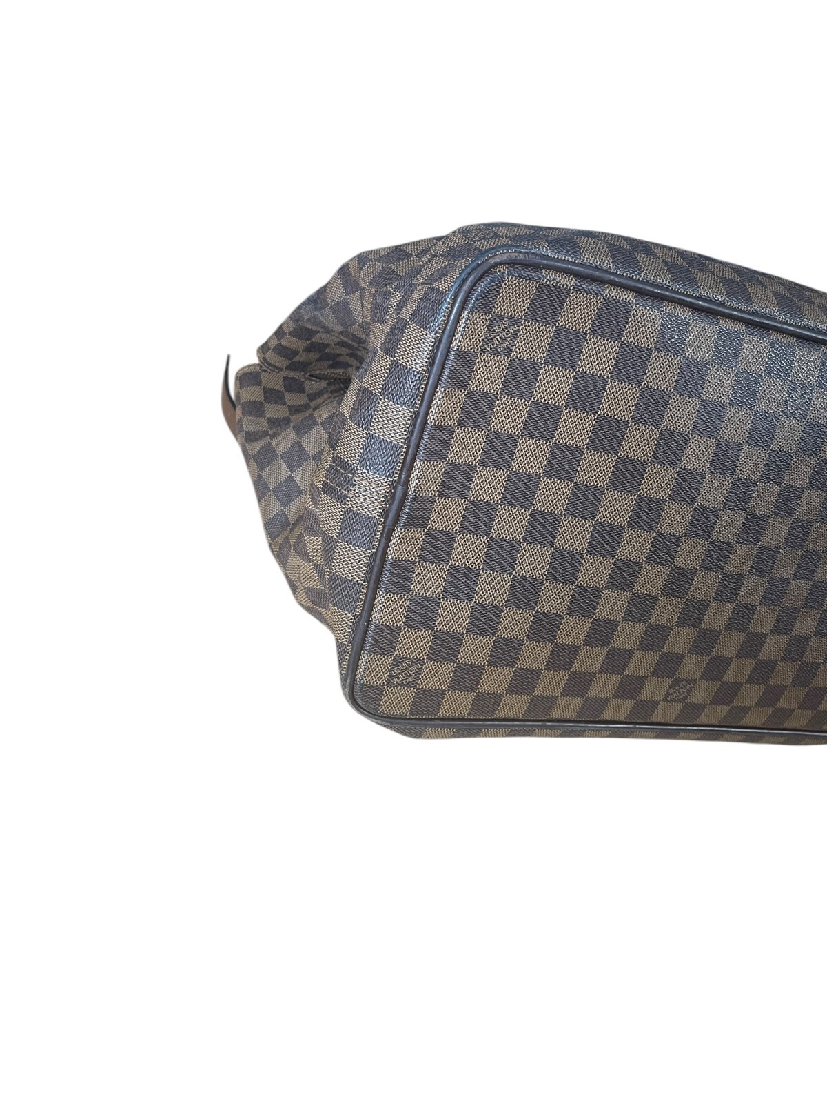 LOUIS VUITTON Damier Ebene Greenwich Canvas Leather Travel Gym Tote Bag Weekend