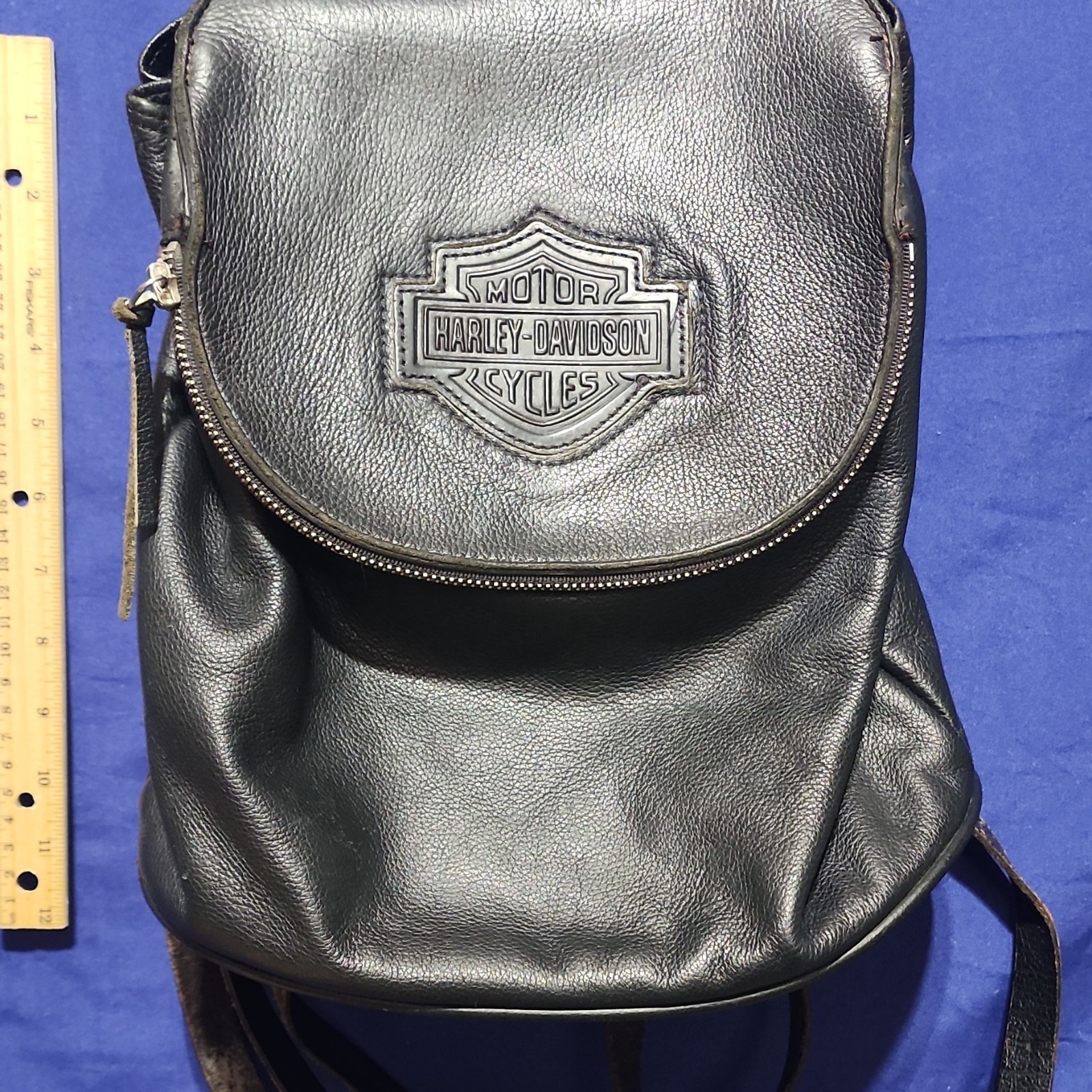 Harley-Davidson Women’s Black Genuine Leather Backpack Zip Embossed Logo