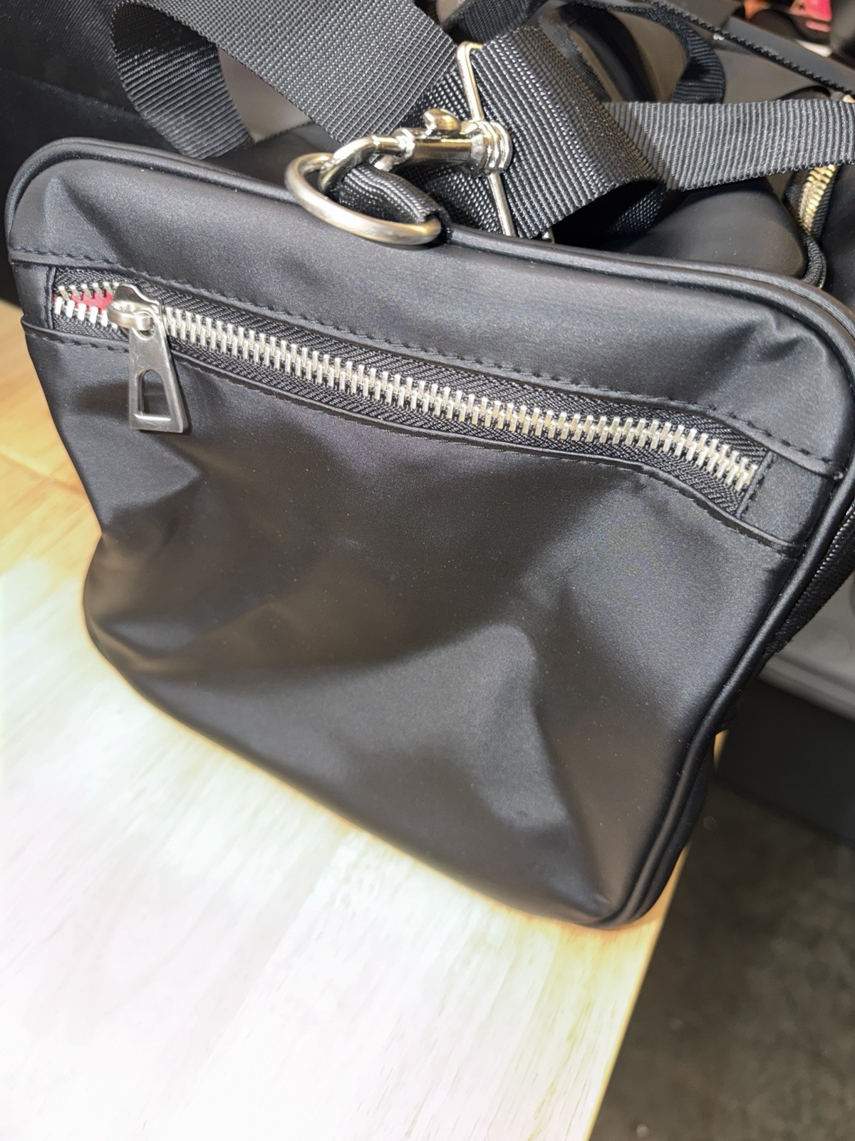 Versace Fragrances Black Duffle with Silver Tone Zipper Travel Overnight Gym Bag