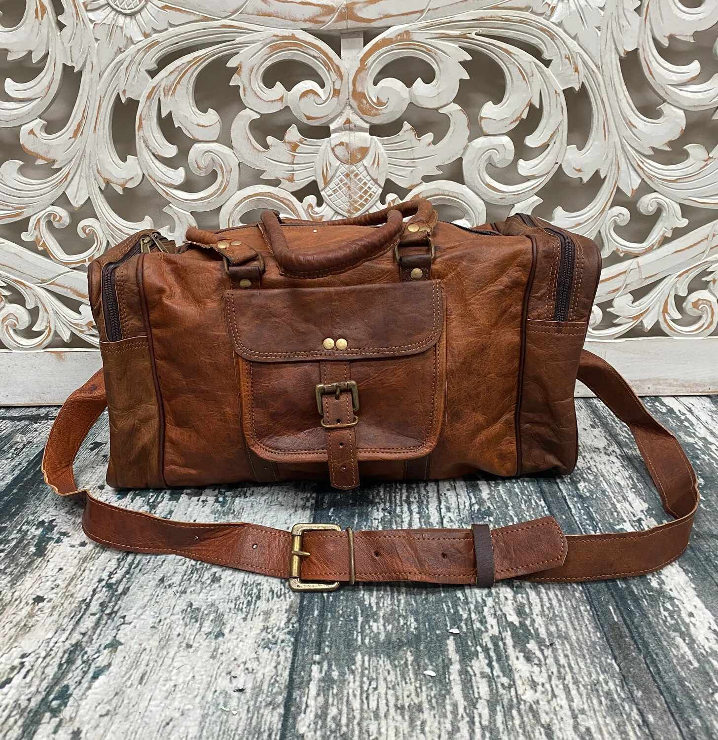 Leather Genuine Travel Bag Duffle Gym Men Rustic Luggage Overnight Weekend Bag