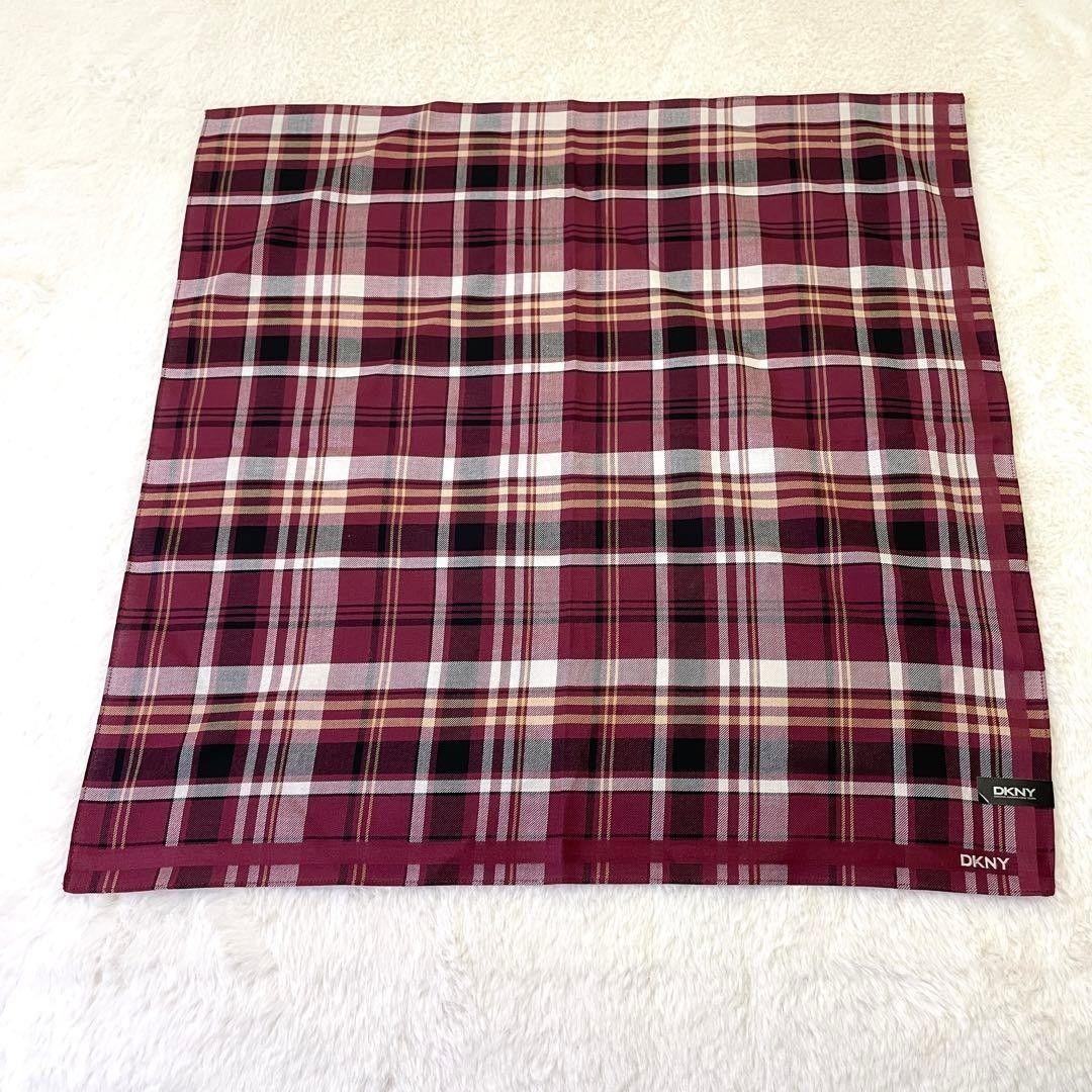 DKNY Cotton 100% Checkered Handkerchief 48x48cm Wine Red