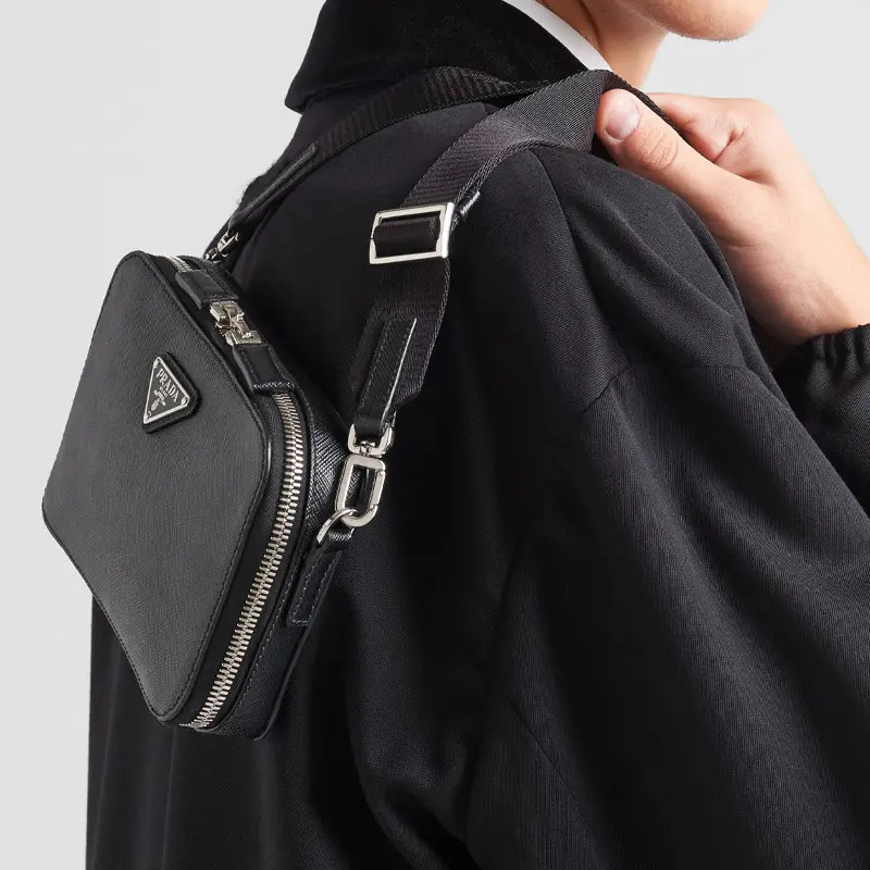 PRADA Brique Leather Crossbody bag Men’s 7.5×1.4×4.5 in