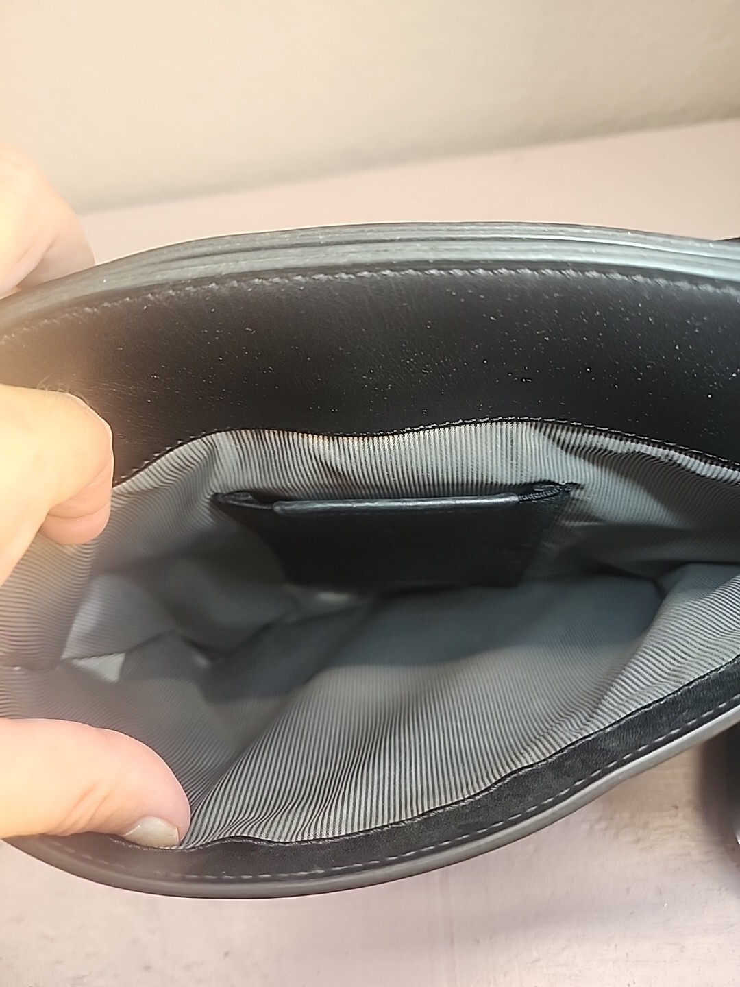 Tumi Men’s Leather and Nylon Crossbody Messenger Bag