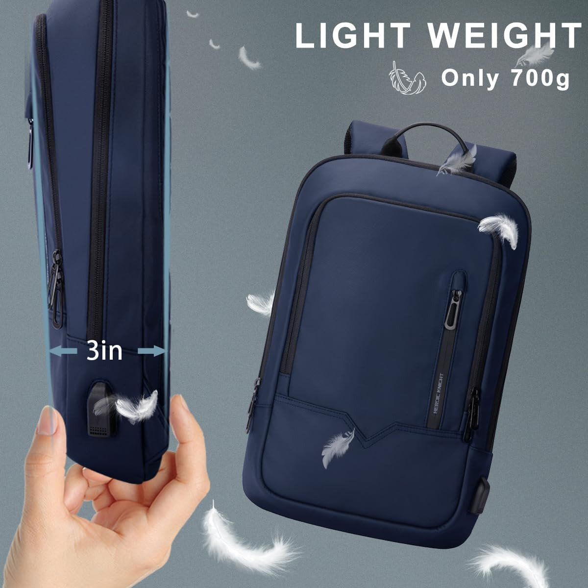 Backpack for Men Business Slim Backpack with USB Charger Computer – Anti-Theft