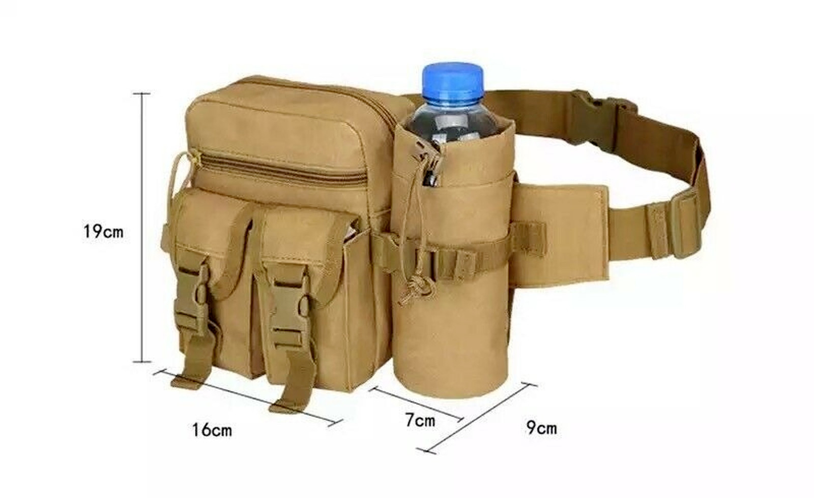 Tactical Waist Pack Pouch With Water Bottle Pocket Holder Waterproof Fanny Bag