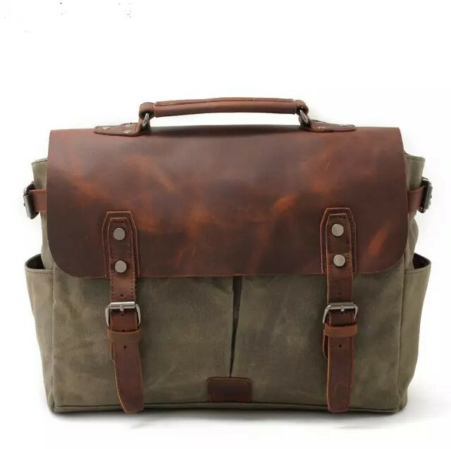 Crossbody soulder bag MenLeather Canvas Messenger Laptop Briefcase Bag exclusive