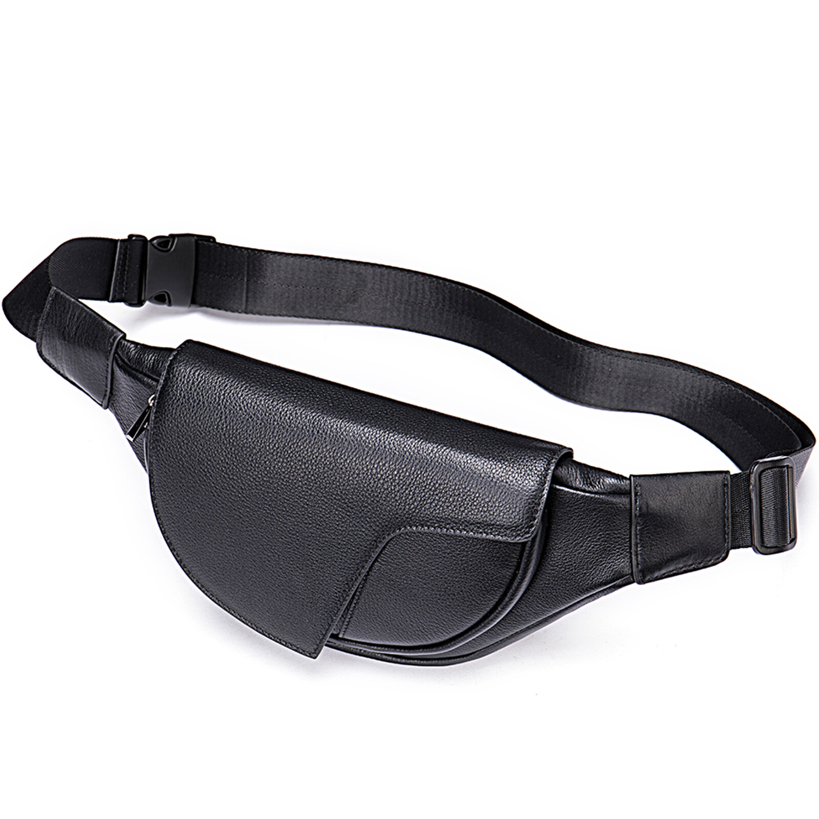 Men’s Leather Crossbody Chest Bag with Adjustable Strap and Multiple Pockets