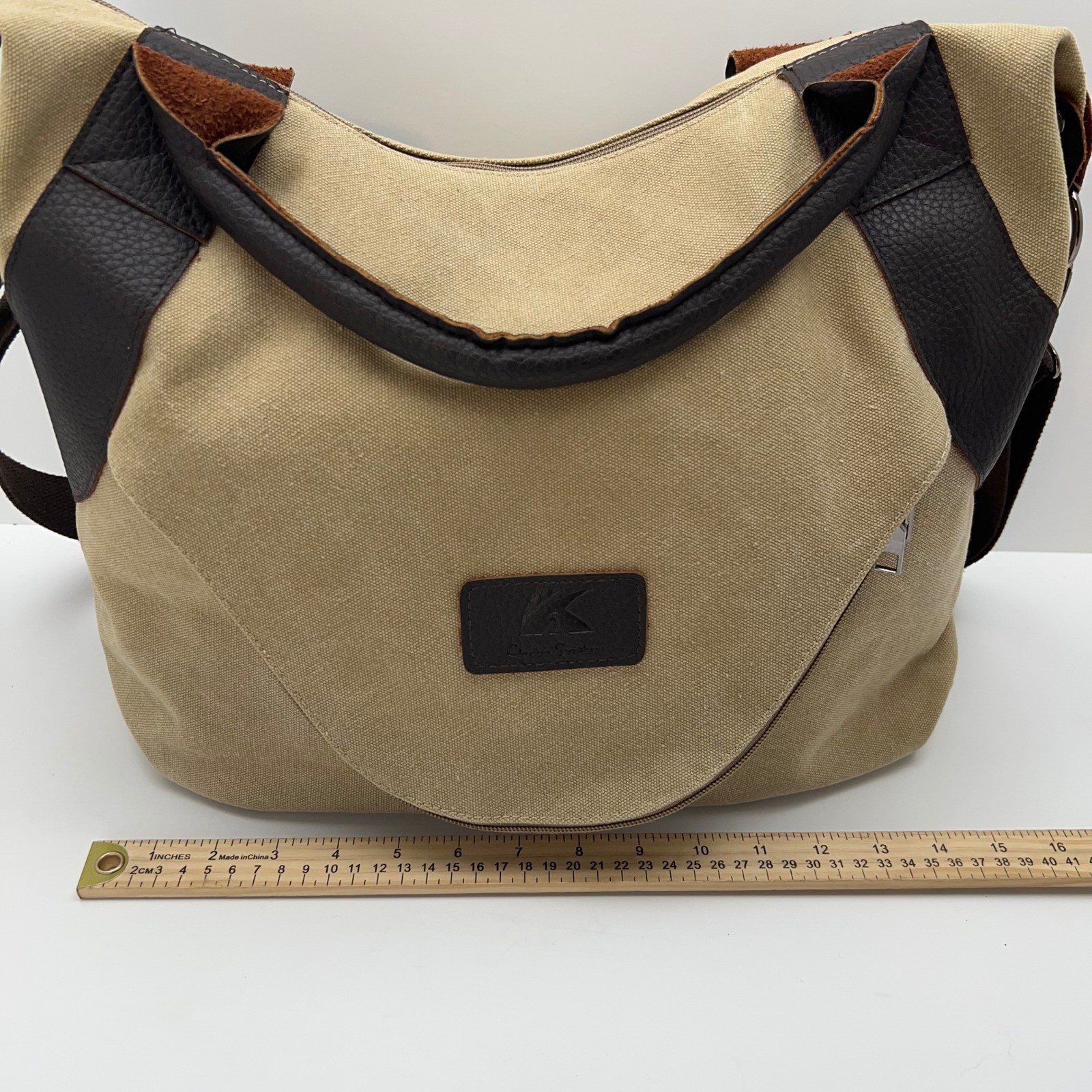 CANVAS Messenger Bag Leather Trim Crossbody Commuter Tote Outdoor Travel Casual