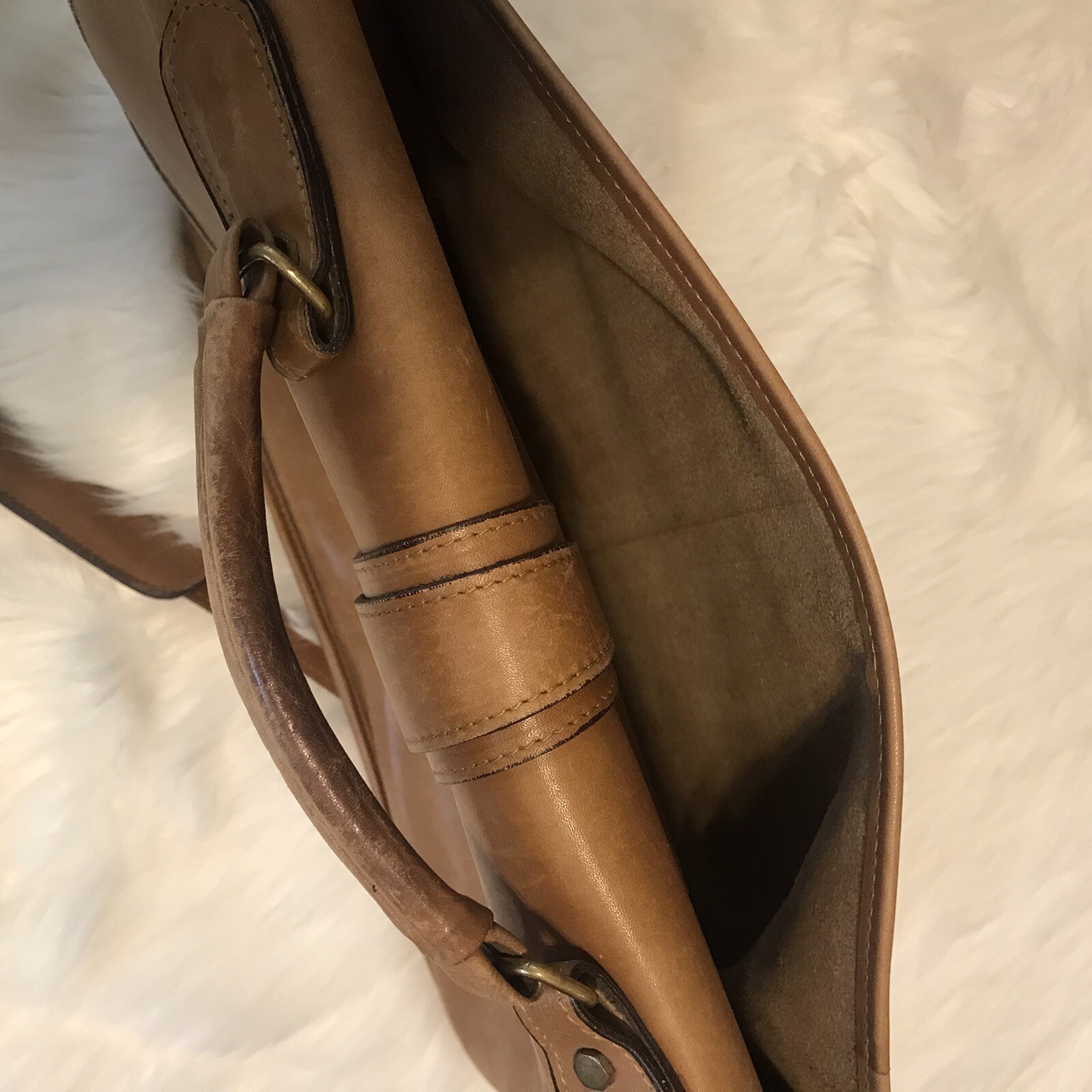 VTG JOSEPH DANIEL New York Leather Messenger Bag Distressed Academia Work Retro