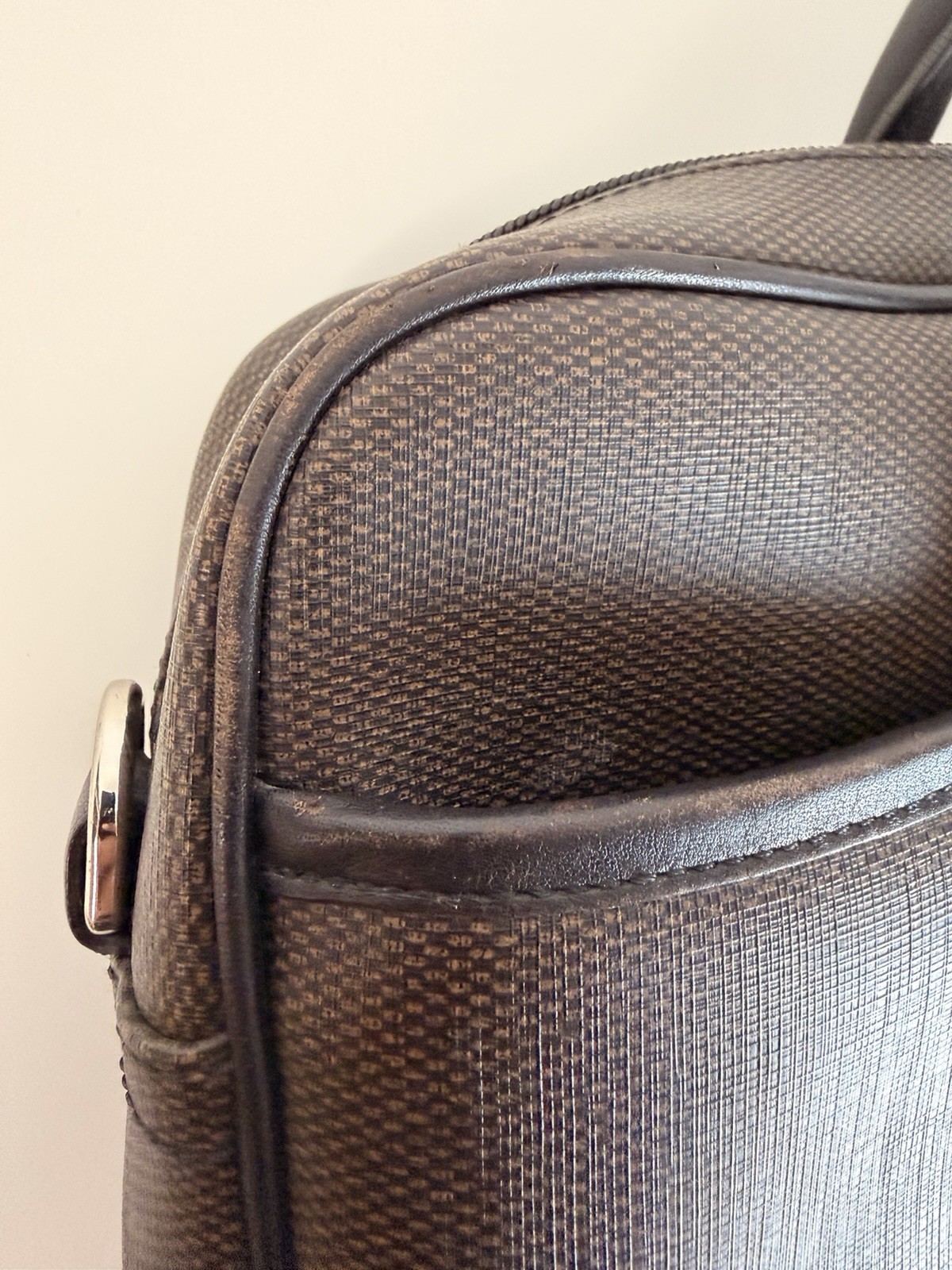 COACH Heritage Check 2-way Slim Briefcase F71389 Brown / Black Laptop Bag