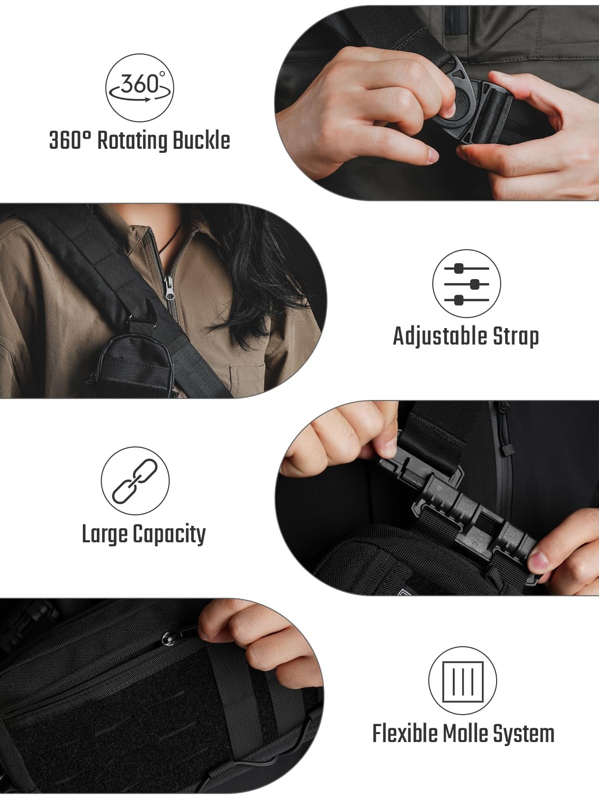 Cache L3C EDC Sling Bag Chest Crossbody Bag, 1000D OXFORD CLOTH Shoulder Bag…