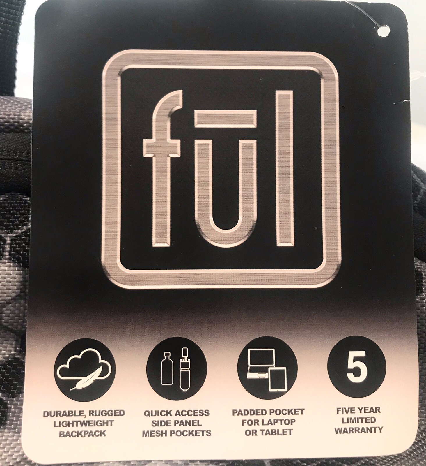 fūl Ful Bookbag Backpack Geometric Camo Pattern Bag Gray Black White New School