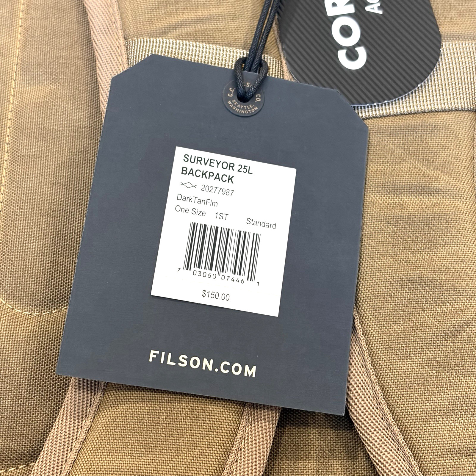 FILSON Surveyor 25L Backpack Dark Tan/Flame 20277987 NWT