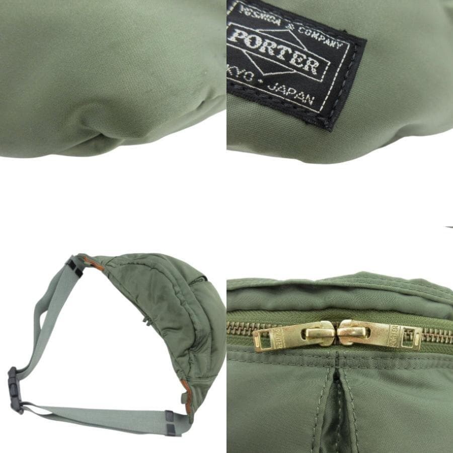 Authentic Porter PORTER Tanker Body Bag Khaki Nylon Canvas Men’s 15cm x 33cm x 7