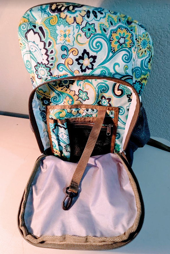 LL Bean Paisley Deluxe Backpack Aqua Kids Adult School RipStop Nylon Excellent!