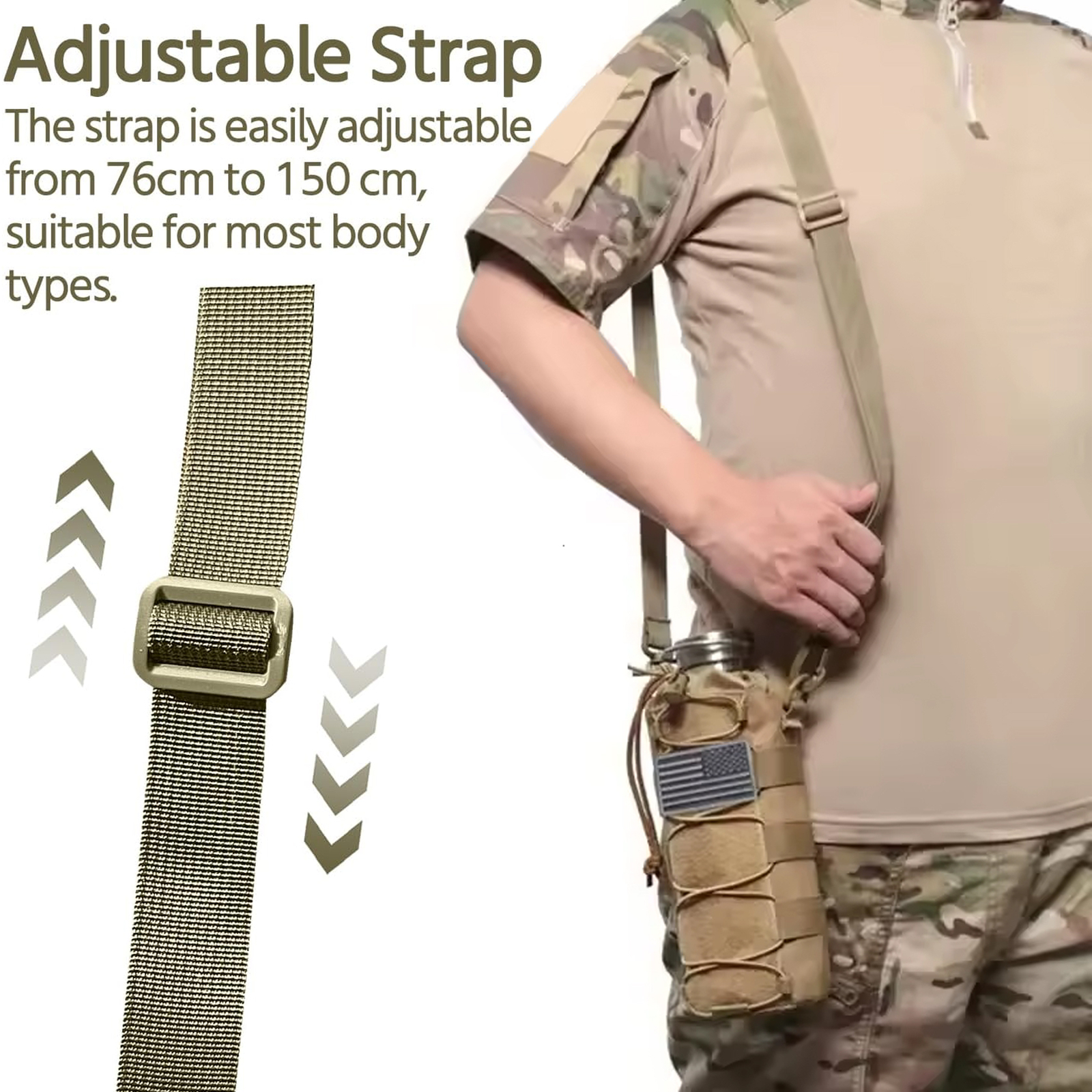 Tactical Molle Water Bottle Pouch Holder Outdoor Men’s Kettle Carrier with Strap