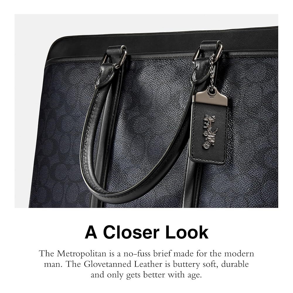 Coach Metropolitan Slim Brief Signature Canvas Crossbody Bag Charcoal