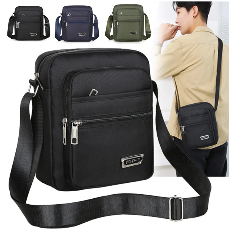 Men’s Nylon Shoulder Bag Business Leisure Large Capacity Portable Handbag Multi