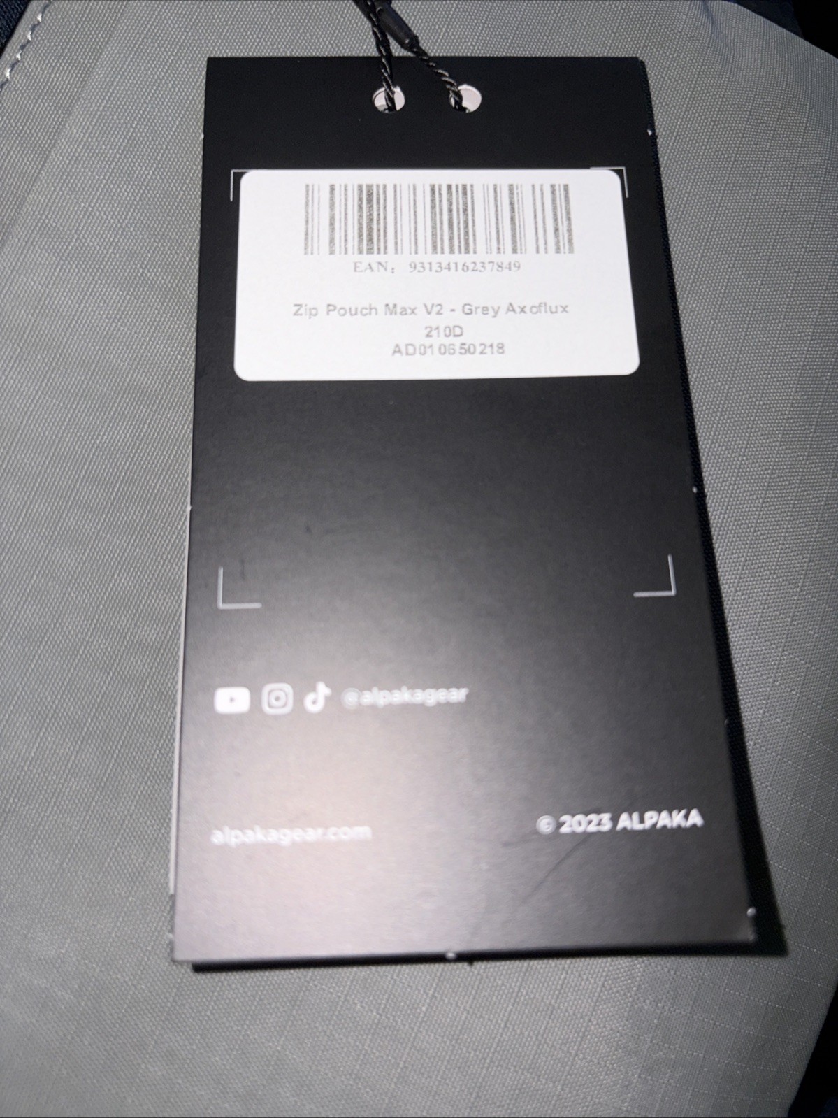 Alpaka Zip Pouch Max V2 Grey Axoflux 210D Ripstop Nylon