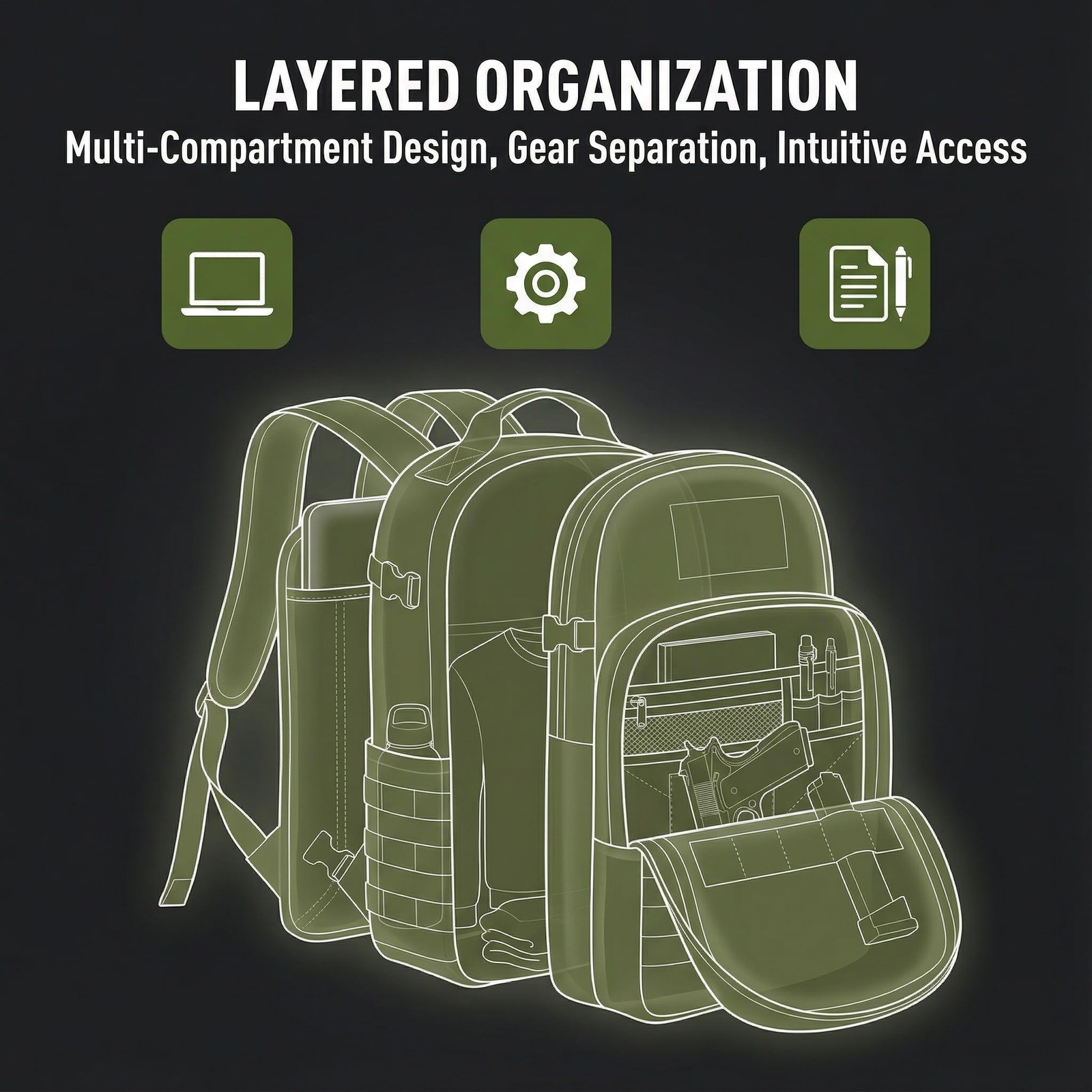 Tactical Backpack for Men 30L Military Backpacks Concealed Carry Bags with Gu…