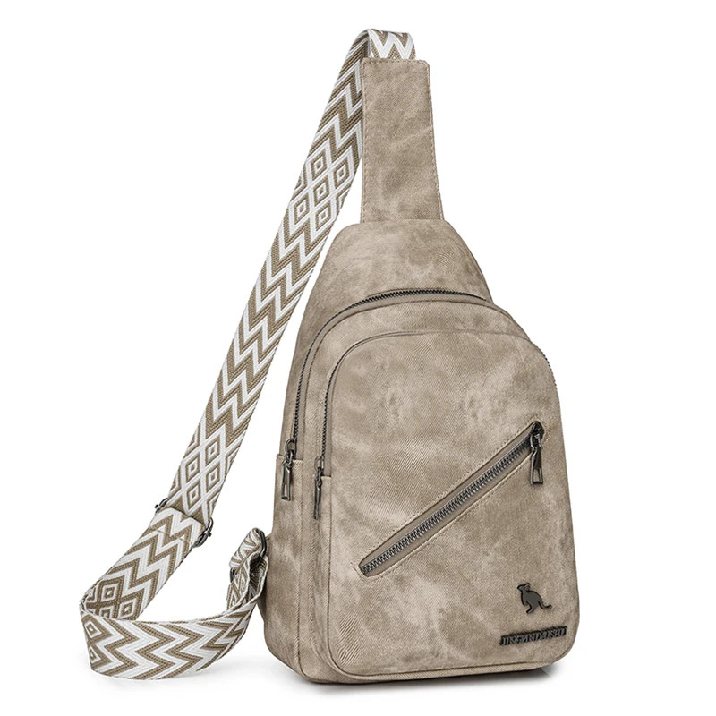 PU Leather Chest Bag Small Waist Bag Adjustable Guitar Strap Crossbody Sling Bag