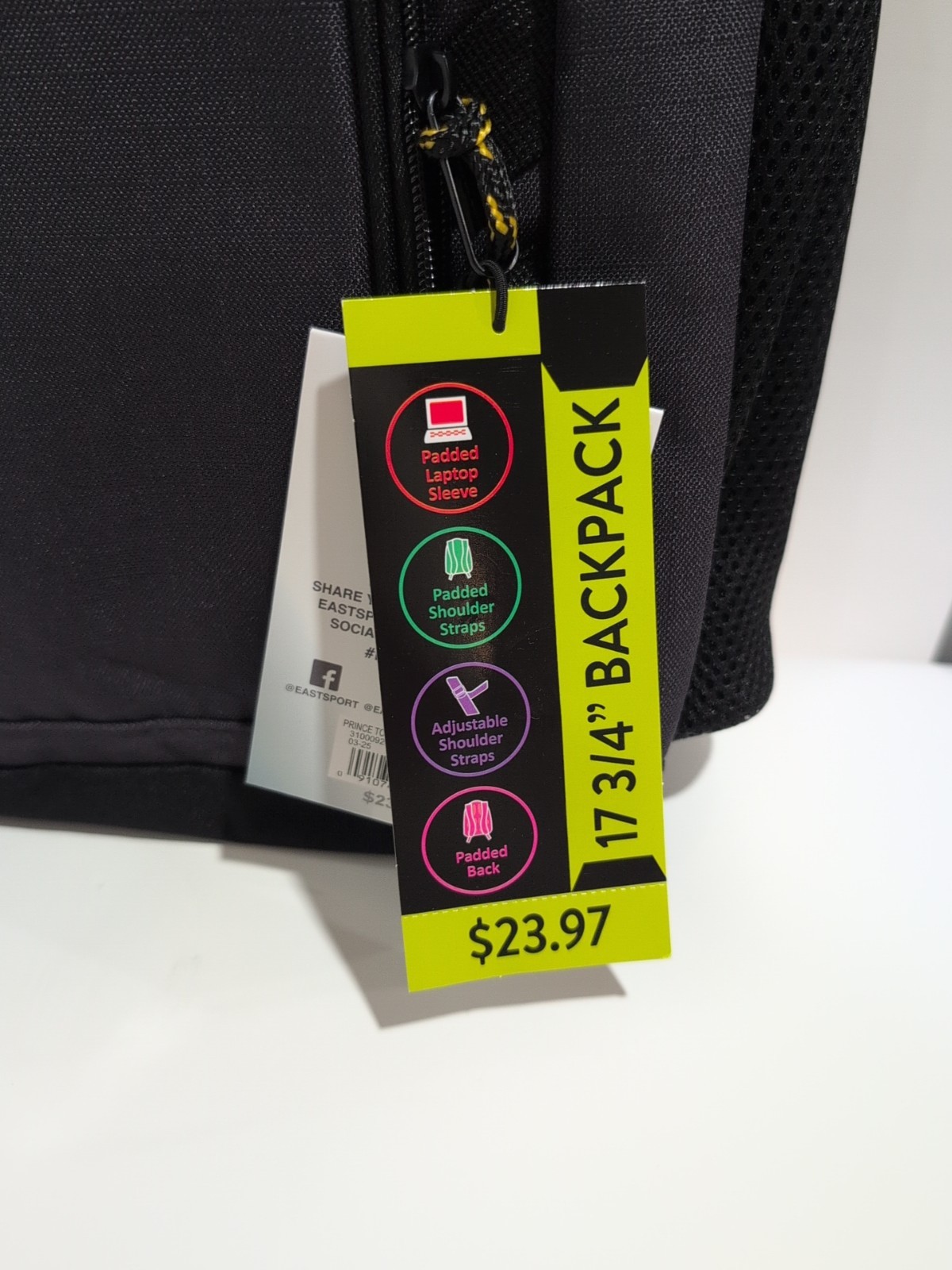Eastsport Unisex PRINCE TOP LOADER Backpack Padded Tech & Bottle Pocket NEW