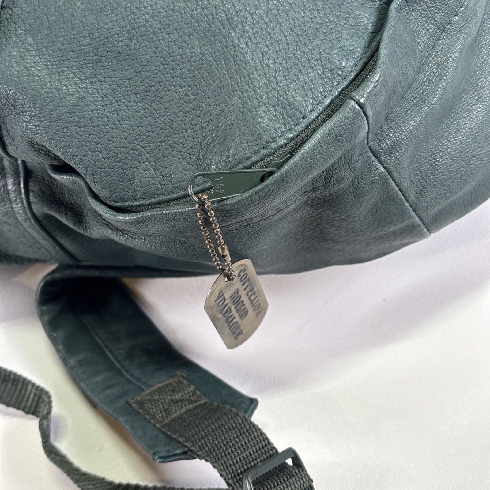 Wilson’s Adventure Bound Green Leather 2 YKK zippered pocket backpack Sunkissed
