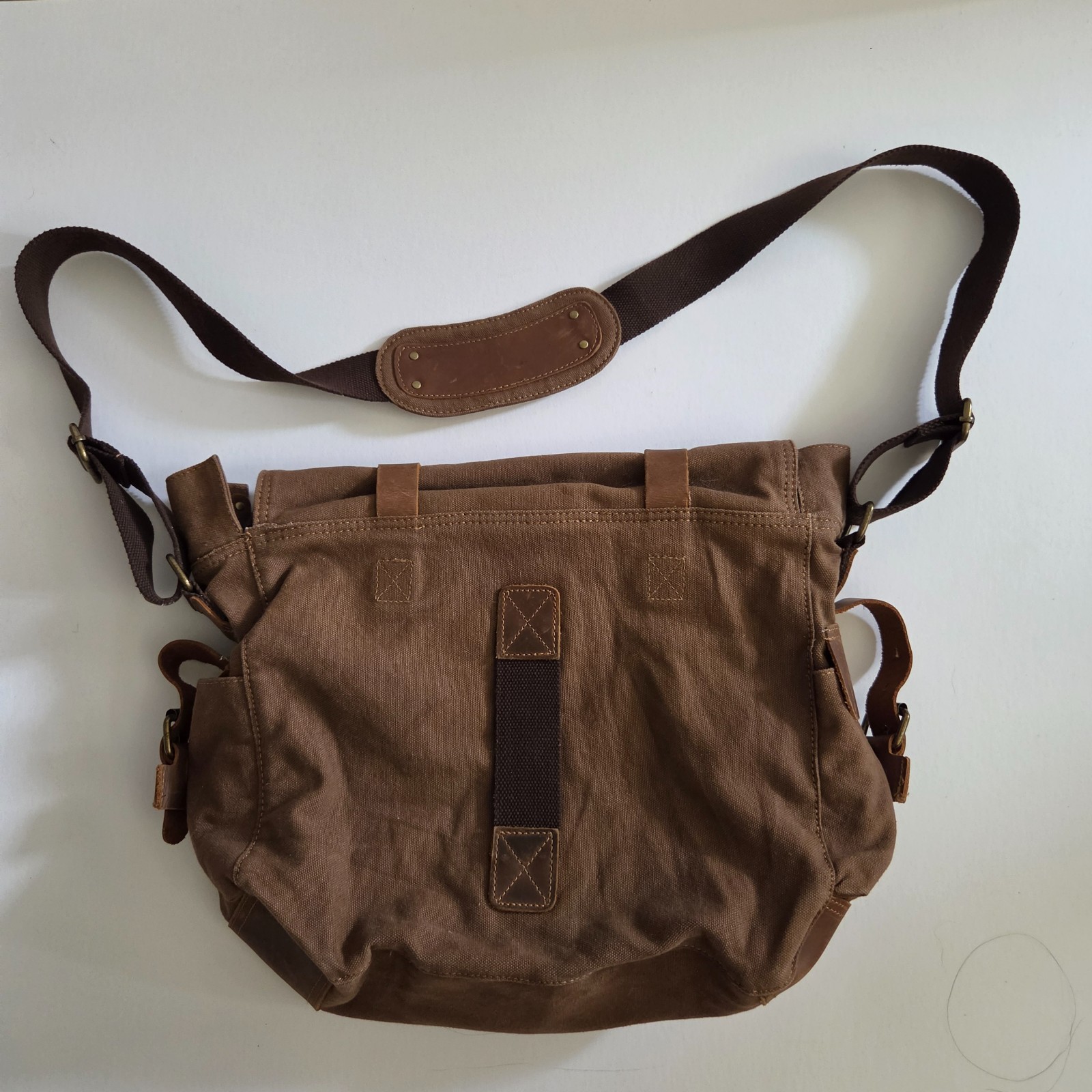 Military Canvas Leather Men Messenger Bag Shoulder Crossbody Bag Sturdy Muchuan