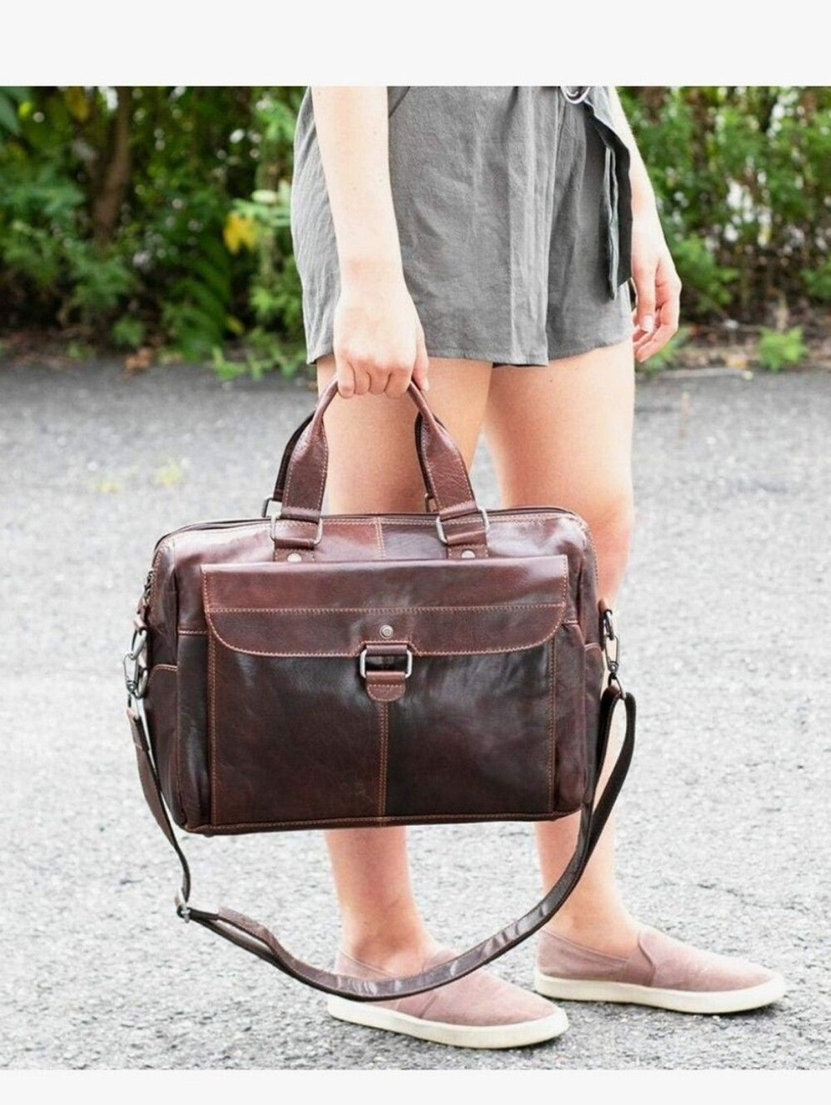 Jack George’s Voyager leather briefcase with magnetic closure New Nwt