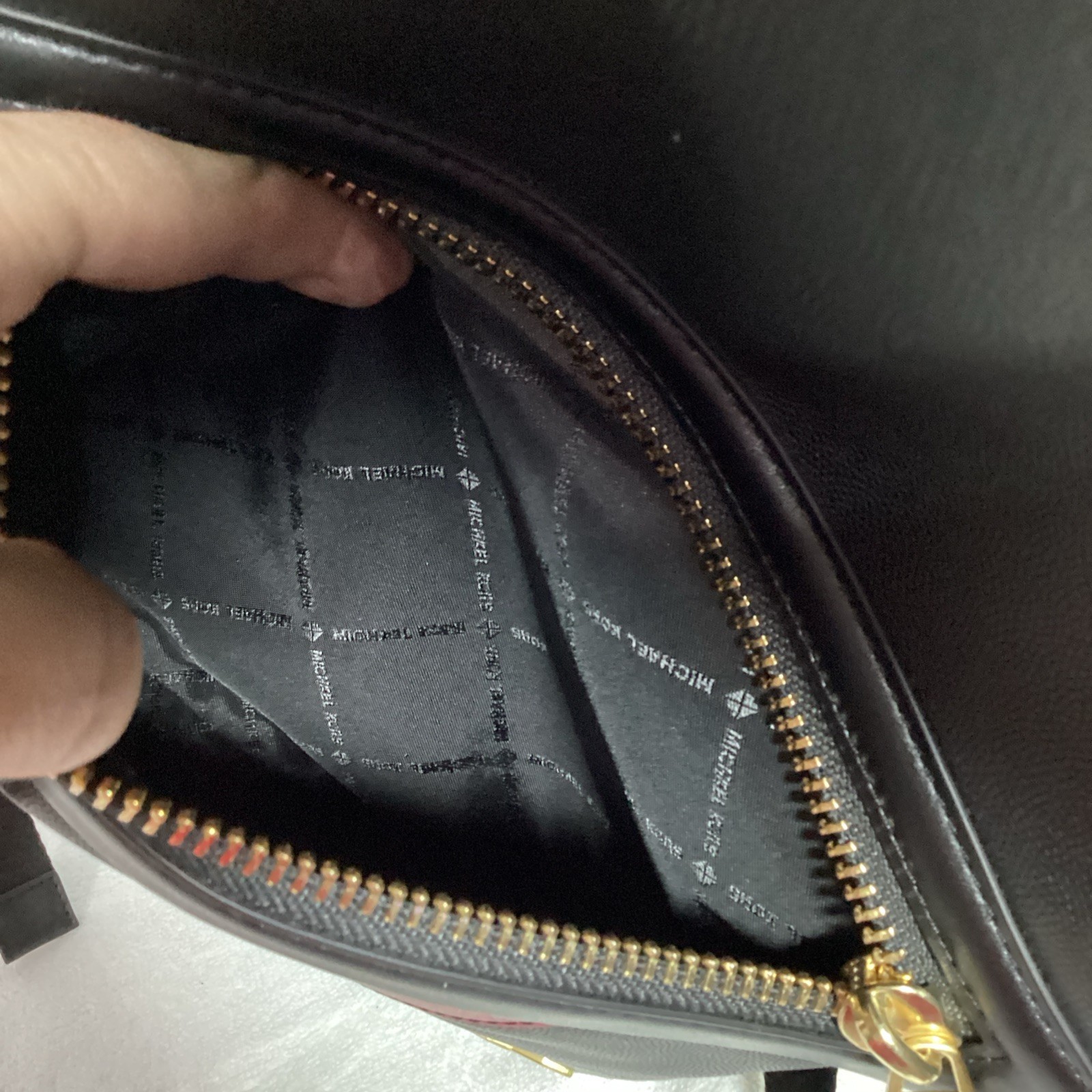 Michael Kors Hudson Commuter Logo Stripe Black Leather Unisex Backpack Bag *READ