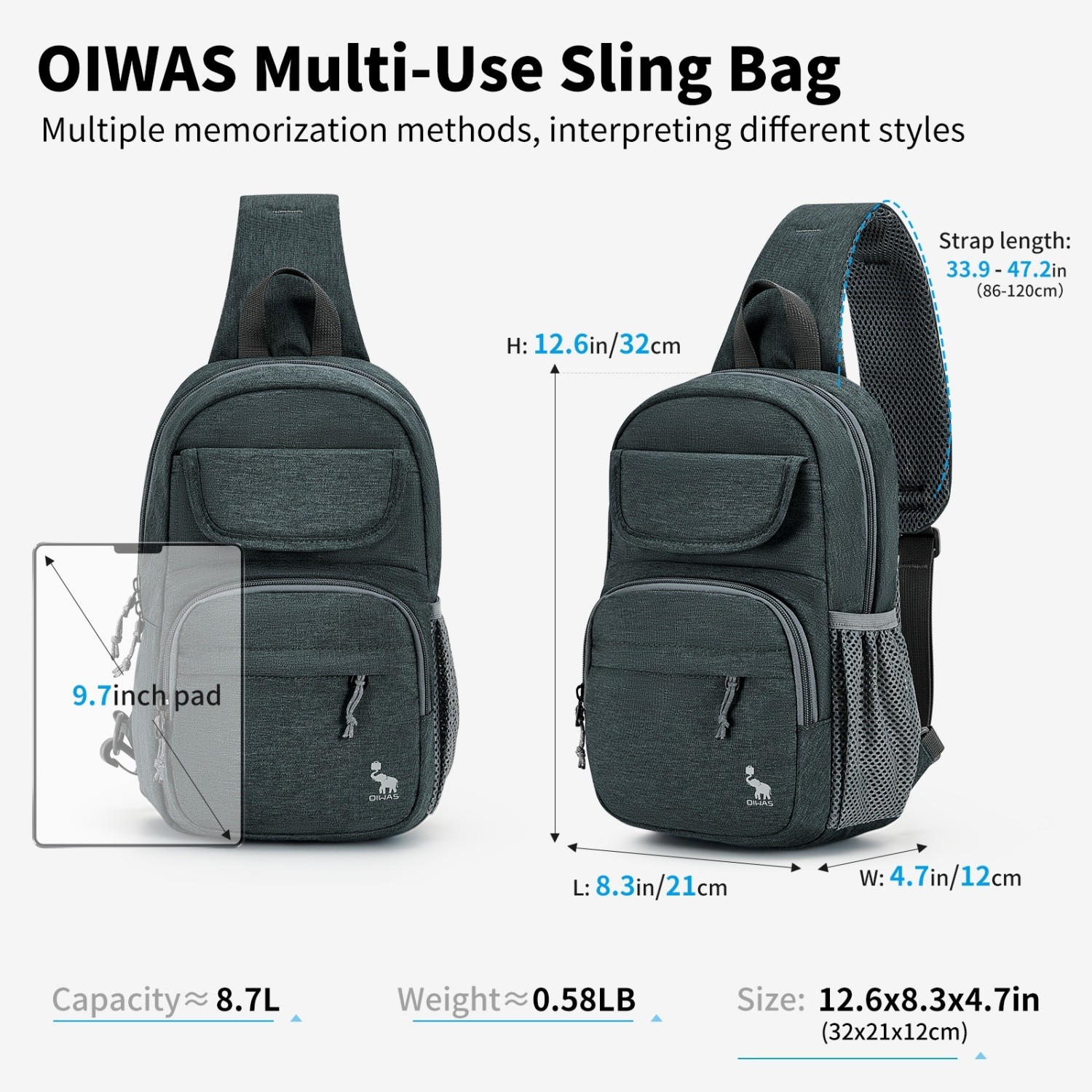 OIWAS Men Wowen Sling Bag Shoulder Crossbody Backpack Travel Chest Fanny Pack
