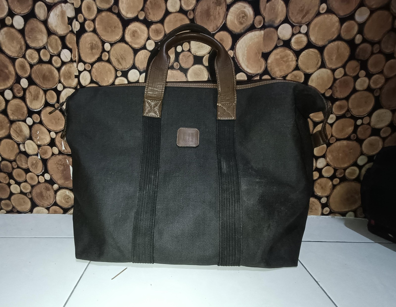 Alfred Dunhill canvas waxed boston bag